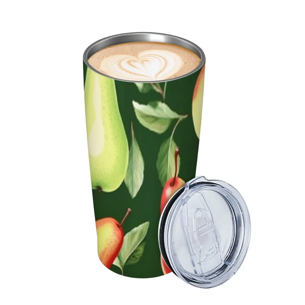 GOSMITH Tropical Summer Colorful Apple Pear Water Bottle with Straw Lid Vacuum Insulated Stainless Steel Thermo Flask Water Bottle