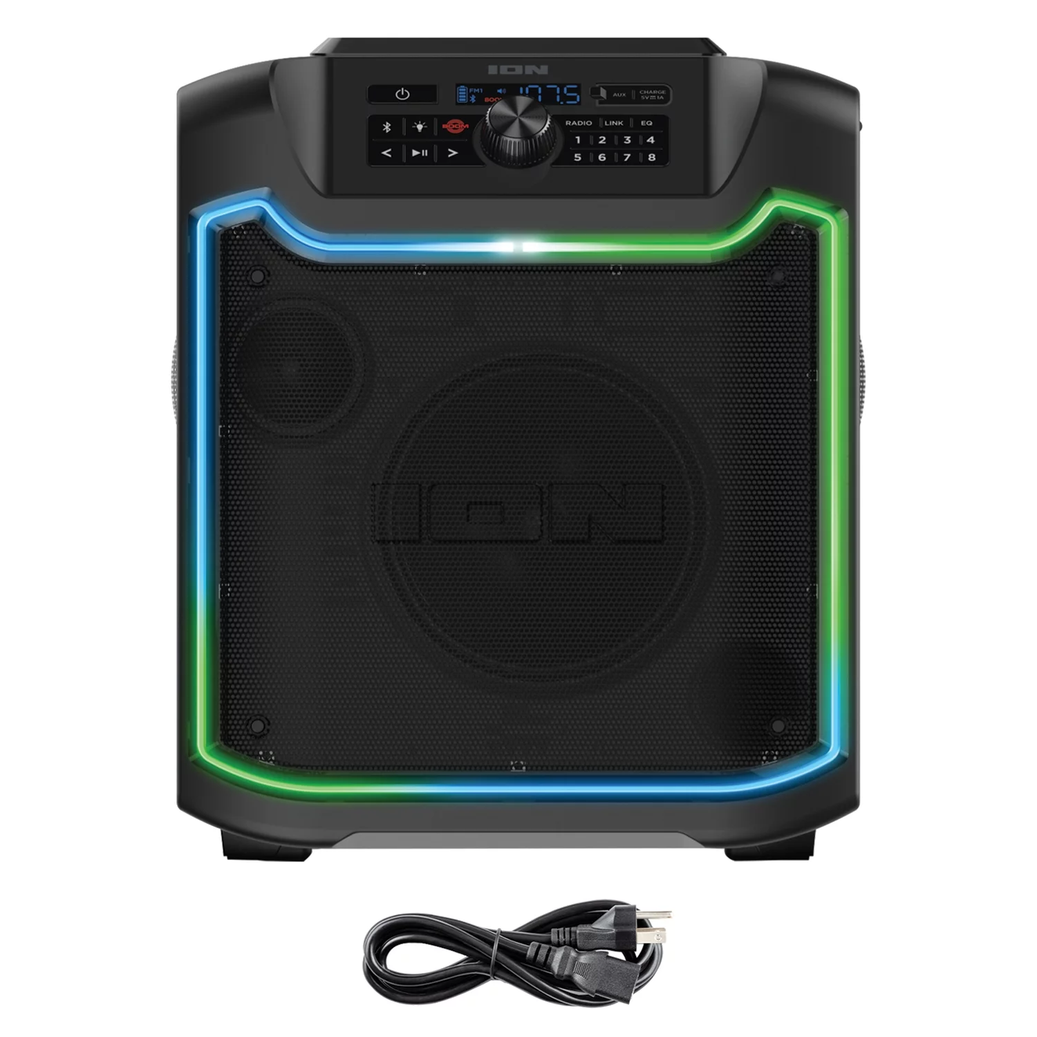 Restored ION iPA125C Pathfinder 280° 8-In. 120-Watt All-Weather Bluetooth Rechargeable Speaker with FM Radio and LED Lighting (Refurbished)