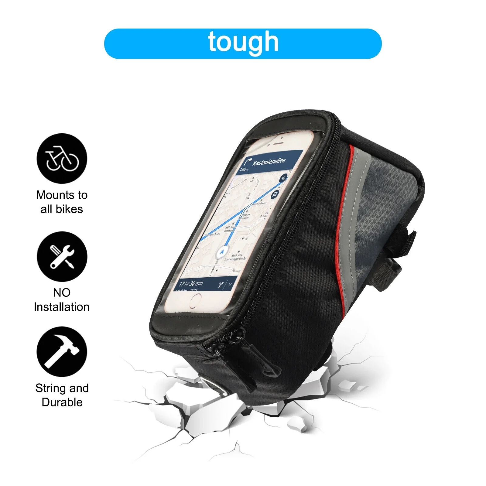 Waterproof Bicycle Frame Tube Front Top Bag MTB Bike Cycling Touch Phone Holder