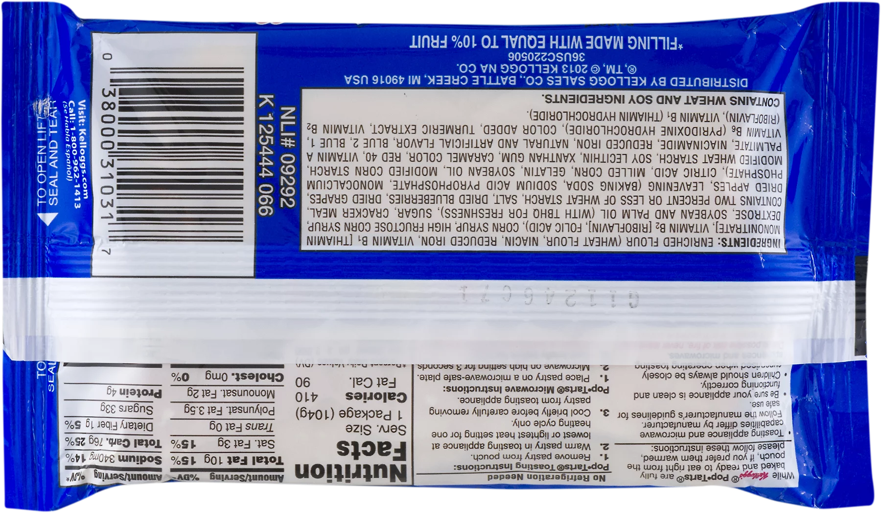 Pop-Tarts Frosted Blueberry Toaster Pastries, 2 count, 3.3 oz