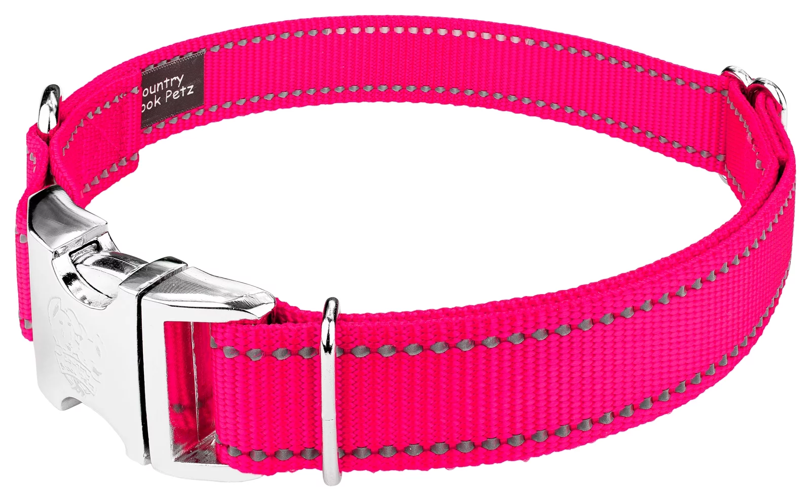 Country Brook Petz® Premium Hot Pink Reflective Nylon Dog Collar & Leash - Large
