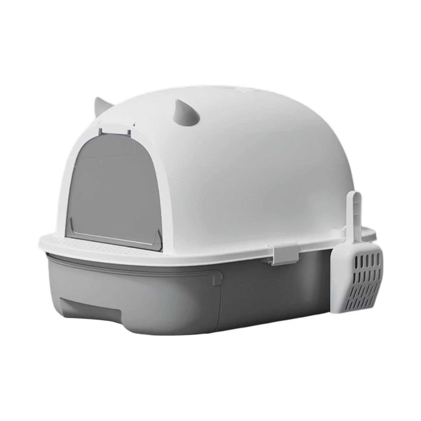 Tooyful Hooded Cat with Lid Hooded Cat Litter Tray Large Fully Enclosed Cat Toilet Removable Durable Pet with Lid Kitten Potty Grey