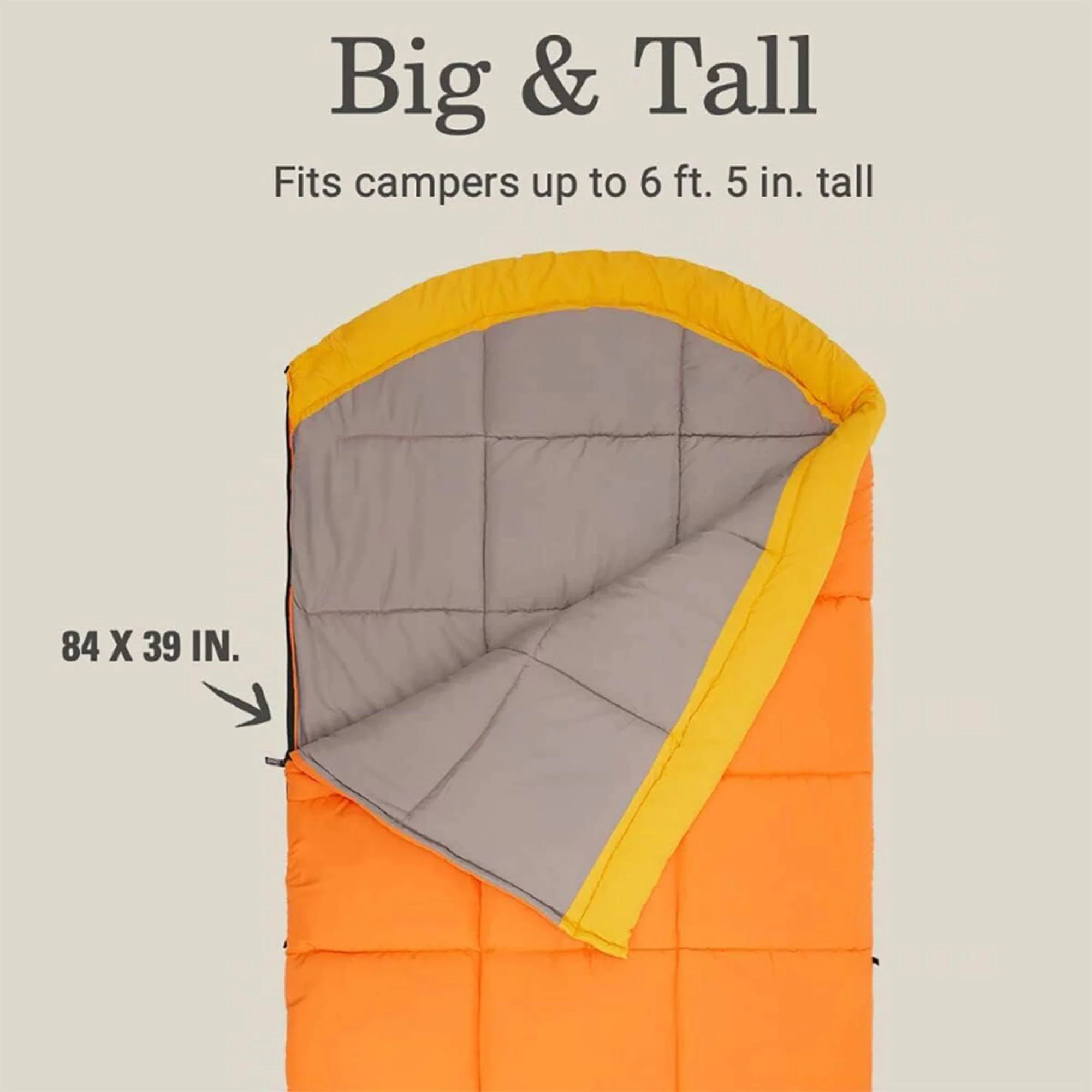 Coleman Arch Bay Cold Weather Sleeping Bag with ZipPlow Zipper, Daffodil