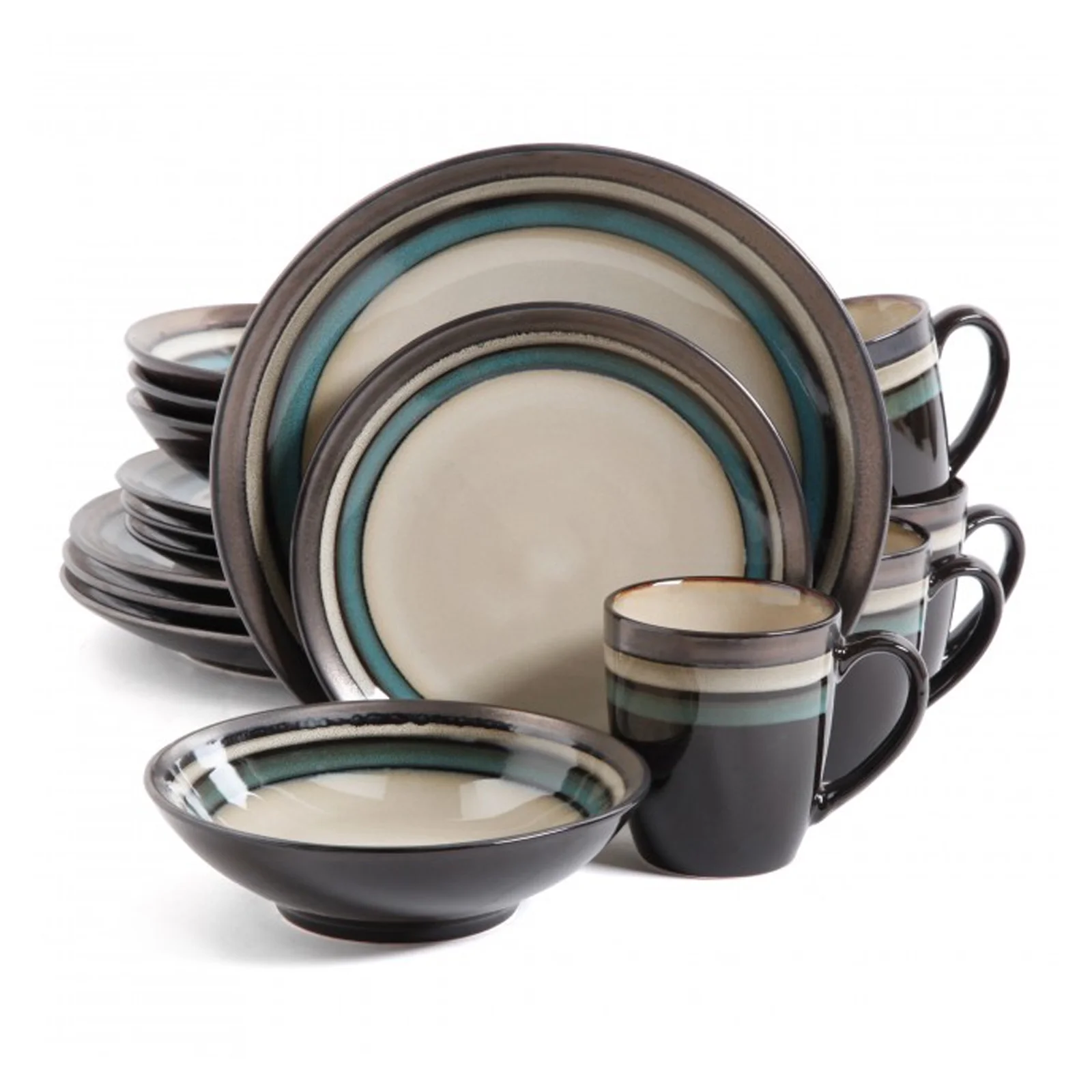 GB Elite Lewisville 16 Piece Dinnerware Set, Teal