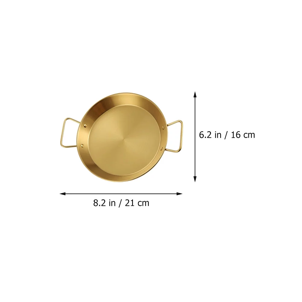 NUOLUX 1pc Household Frying Saucepan Binaural Stainless Steel Pan Pasta Plate(Golden)