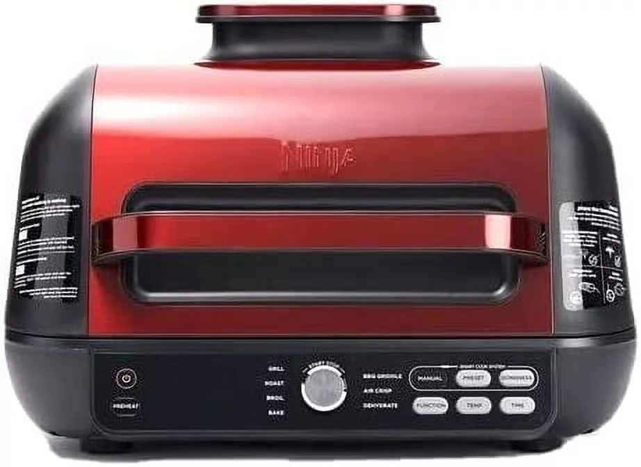 Ninja IG651 QCM Foodi Smart XL Pro 7-in-1 Indoor Grill/Griddle Combo, use Opened or Closed, with Griddle, Air Fry Smart Thermometer, CINNEMON (Refurbished)
