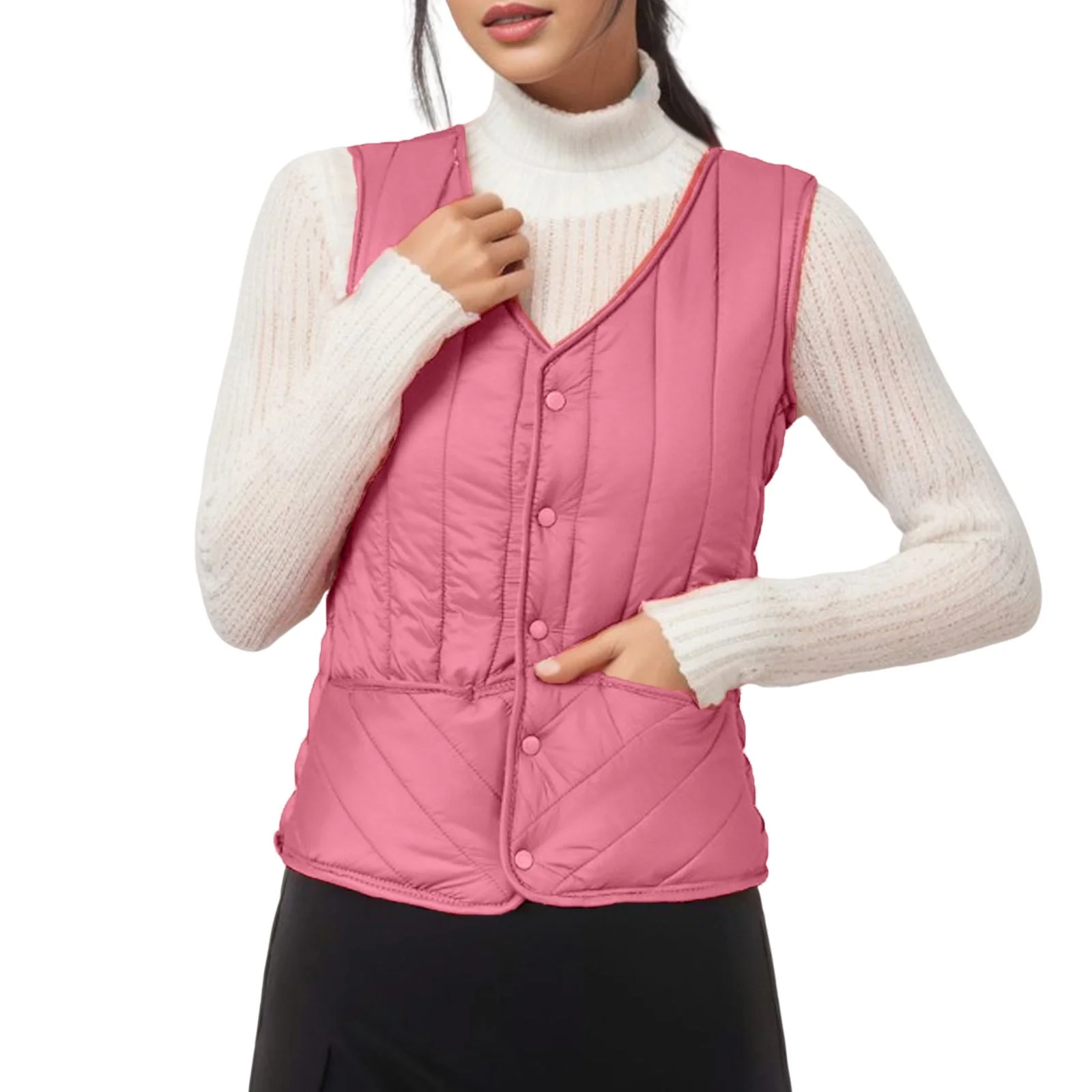 PMUYBHF Women Rain Jacket Lightweight With Hood Women Fashion Winter Vest Full Zipper stand up Collar Thickened and Velvet Outdoor Sleeveless Jacket Sleeveless Vest Womens Lightweight Jackets