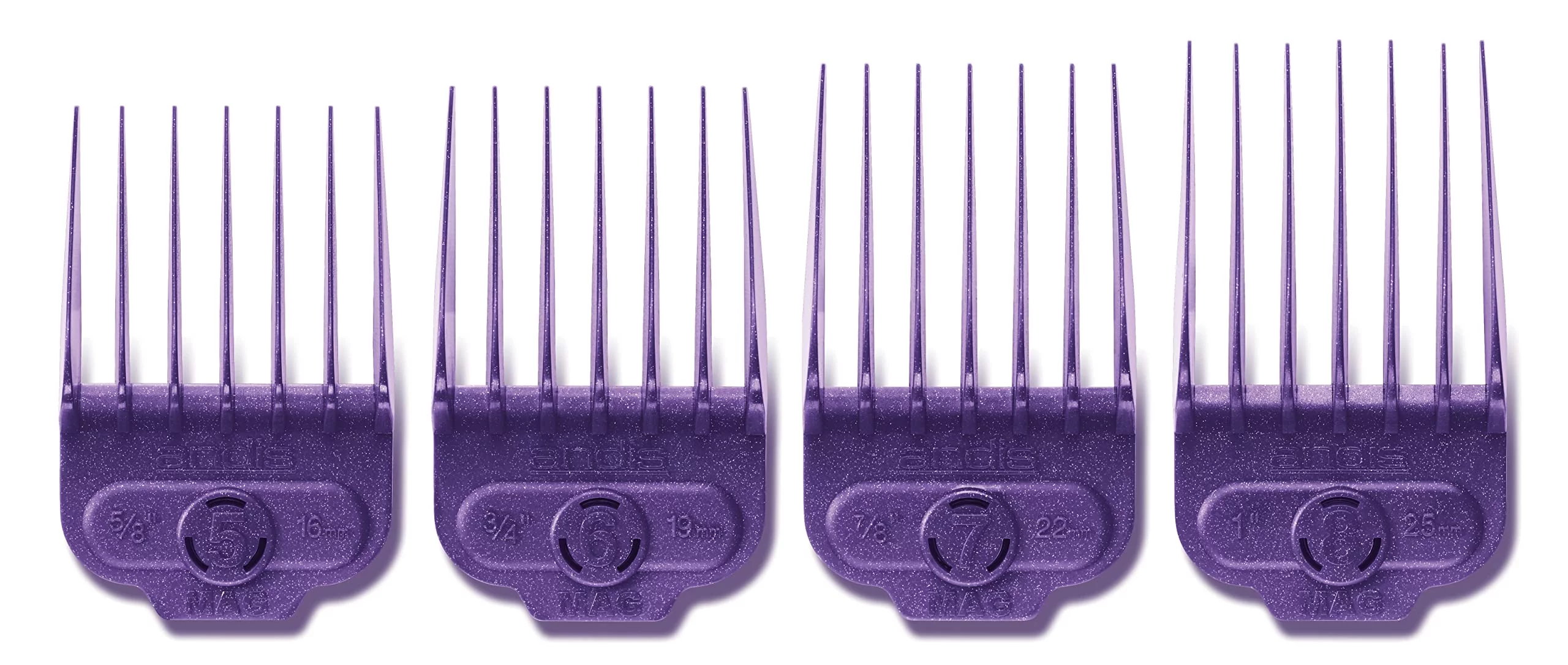 Andis 66320 Magnetic 4-Piece Comb Set - Perfect For Hair Cutting & Grooming – Sizes 5, 6, 7, 8 (5/8