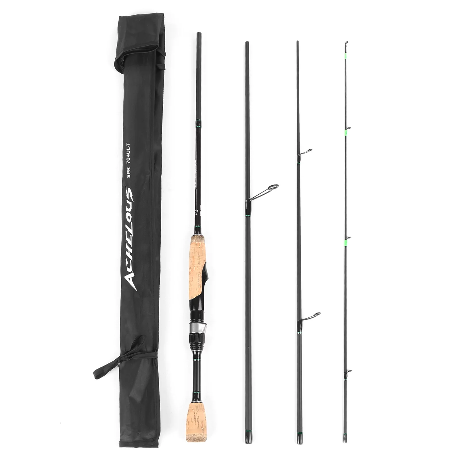 Bisofice Portable Travel Spinning Fishing Rod, Lightweight 6.8FT Carbon Fiber Pole Convenient Storage Bag