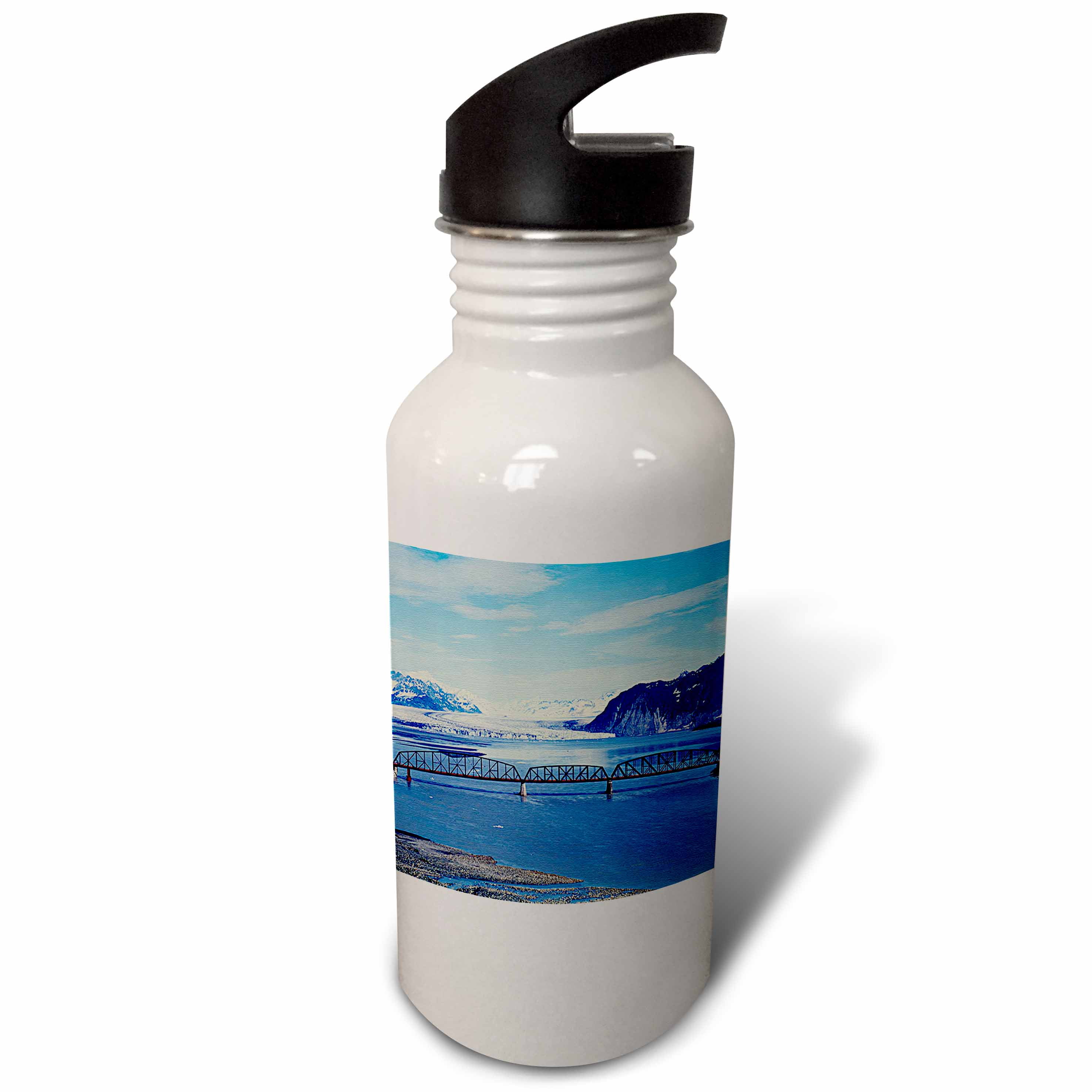 Miles Glacier Bridge, Cordova, Alaska on Canvas, Print  21 oz Sports Water Bottle wb-184371-1