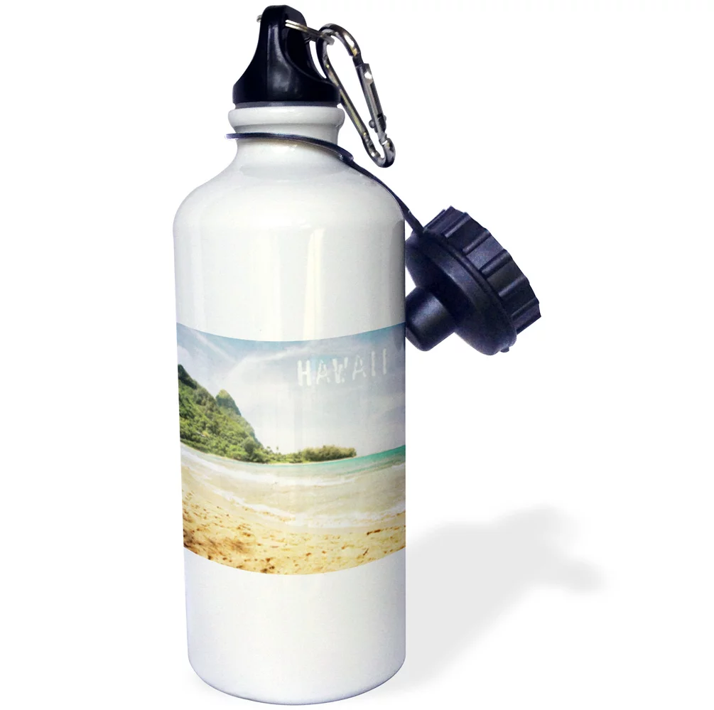 3dRose Kauai Hawaii Tropical Beach - Water Bottle, 21-ounce