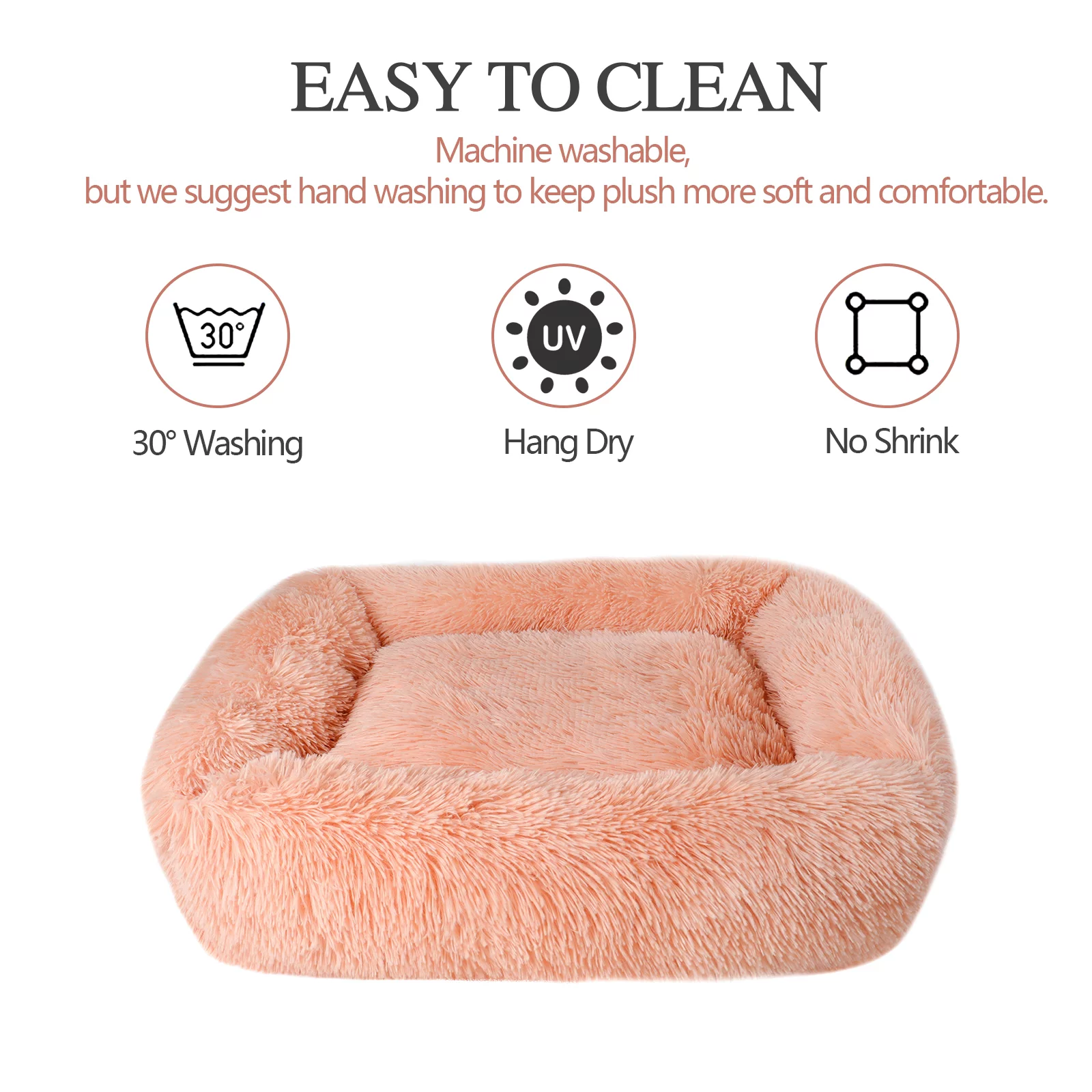 Plush Dog Bed Calming Puppy Cat Pet Beds Pad Soft Warm Sleeping Kennel