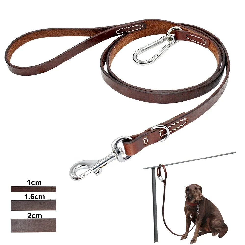 Pet Artist 6FT Real Leather Dog Leash Heavy Duty Training Leashes with Locking Carabiner