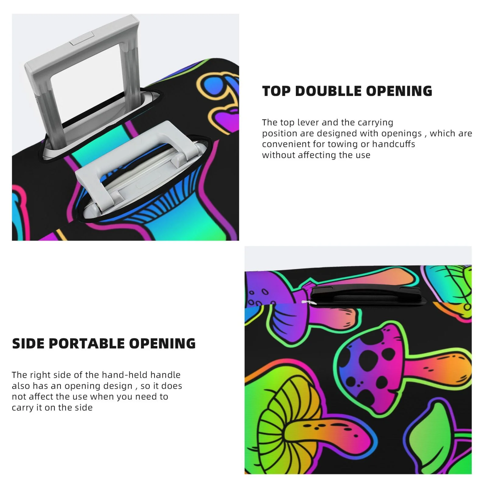 Easygdp Bright Mushrooms Print Elastic and Washable Suitcase Protective Cover with Hidden Zipper Fits 18-32 inch Luggage -Small