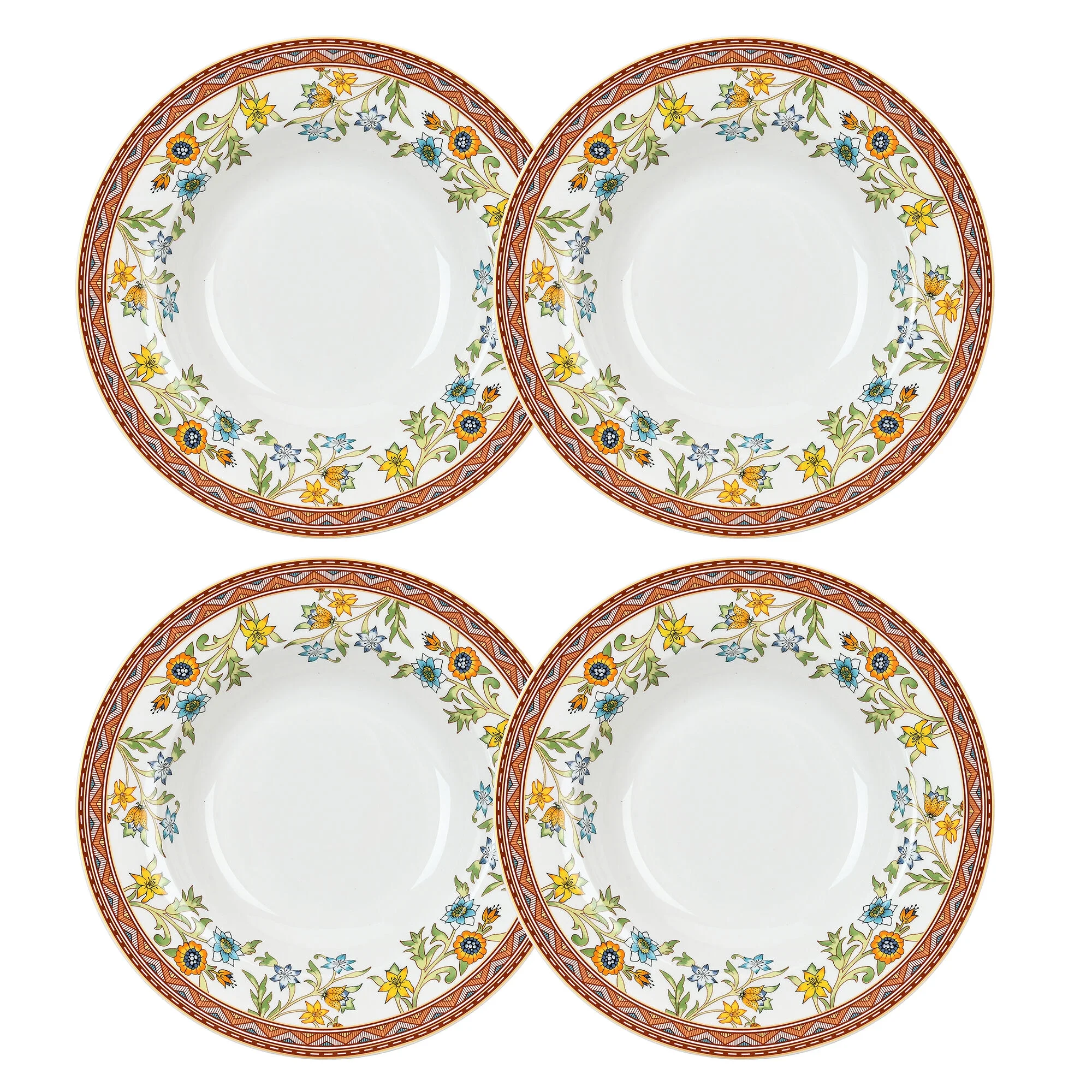 Fleurs des Prairies Bone China Deep Plate Set of 4