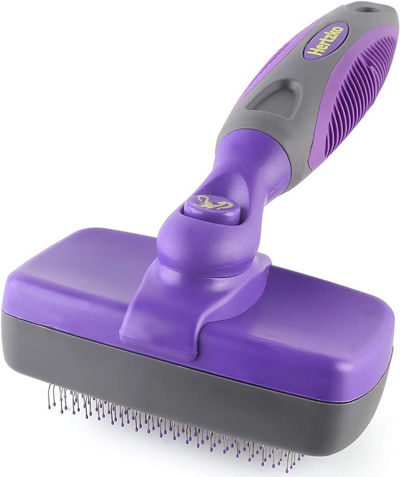 Hertzko Self Cleaning Slicker Brush for Dogs Cats (Sensitive Skin), Dog Brush for Shedding Dematting Brush Easily Removes Mats Tangles Loose Fur, Pet Grooming Brushes Long Short Haired Dogs Cat Brush