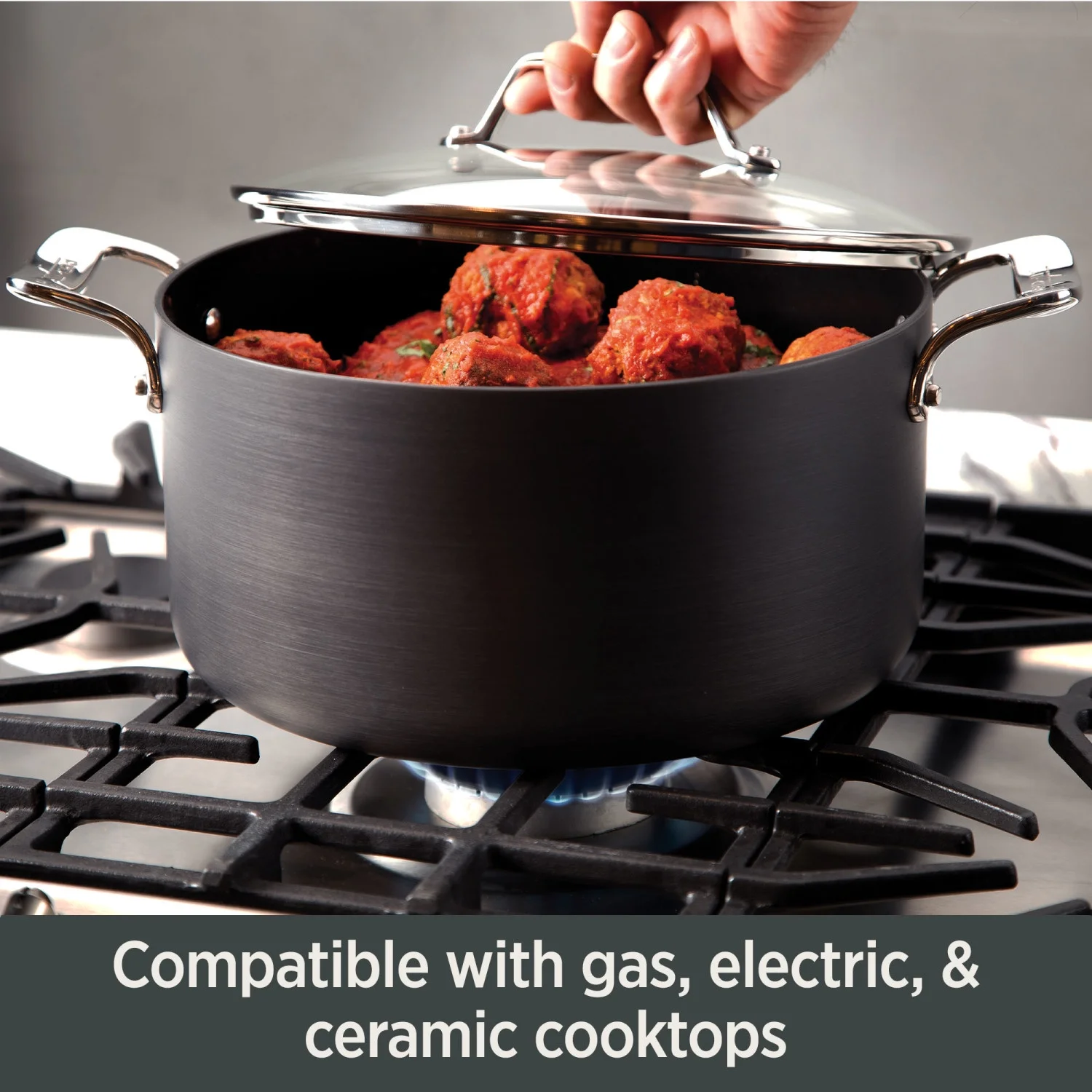 All-Clad Essentials Hard Anodized Nonstick Cookware Set, 2-Piece Fry & Sauce Pan with Lid, 8.5