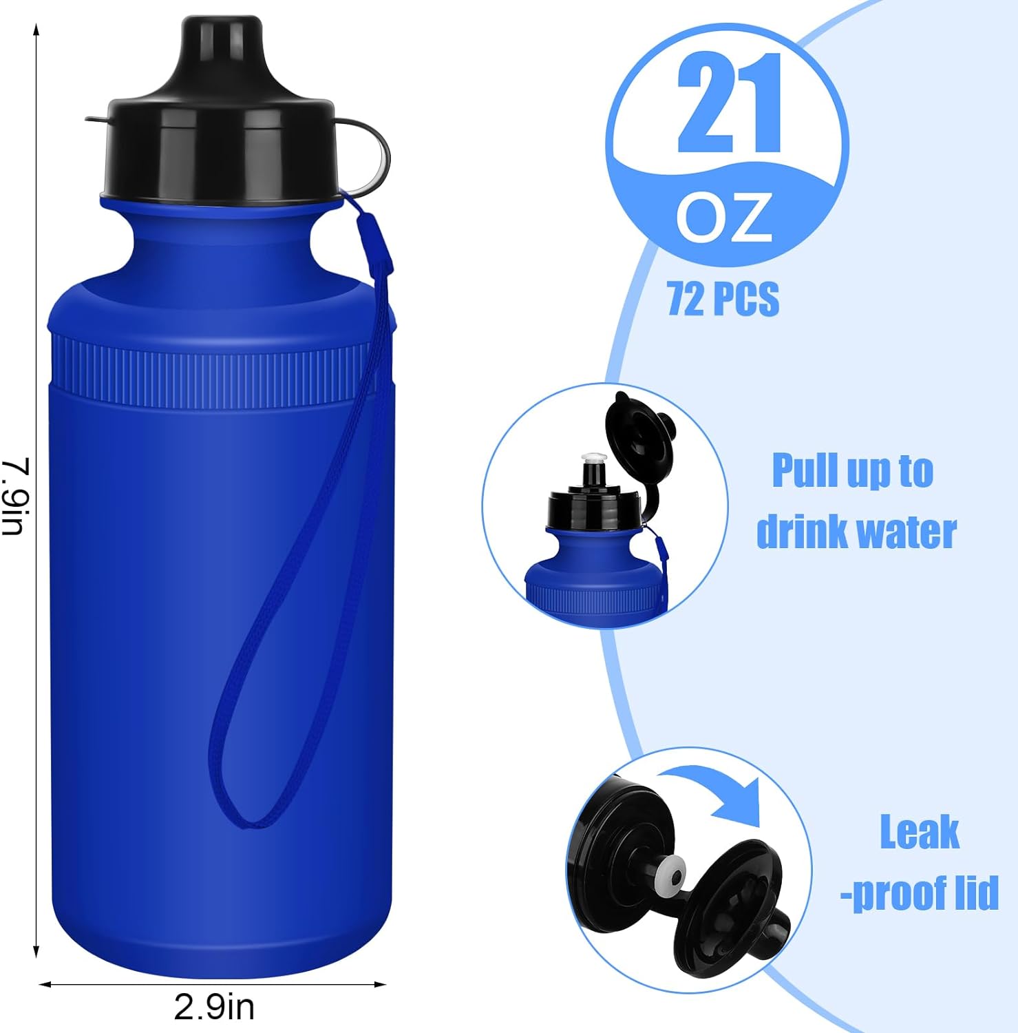 72 Pcs Water Bottles with 20 oz Plastic Water Bottles Water Bottles Bottles with Pull Top Cap for Adults Kids Bicycles Cycling ()