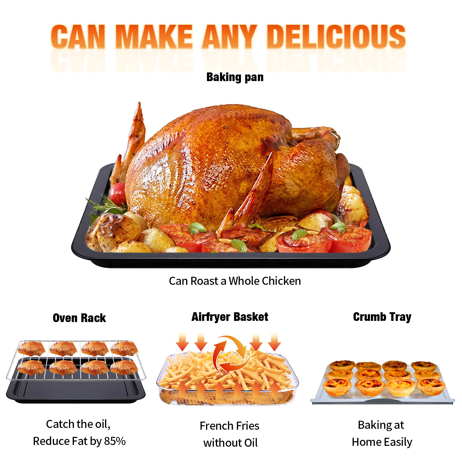 Geek Chef 10.6QT Air Fryer Oven 4 Slice Toaster Oven Convection Air Fryer Combo Broil Toast Bake Air Fry Oil-Free