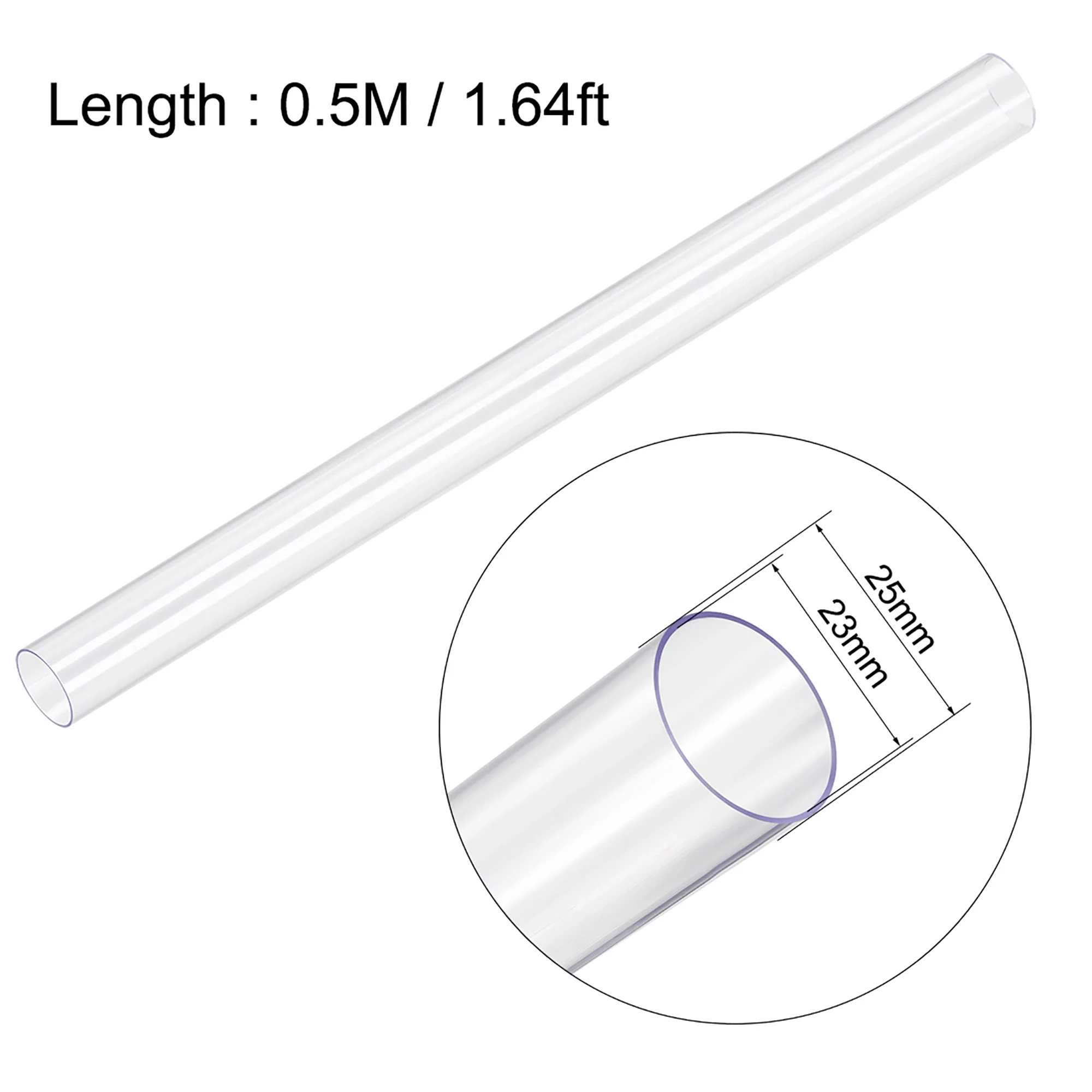3pcs PVC Rigid Round Clear Tubing 7/8-inch ID x 1-inch OD 1.6ft
