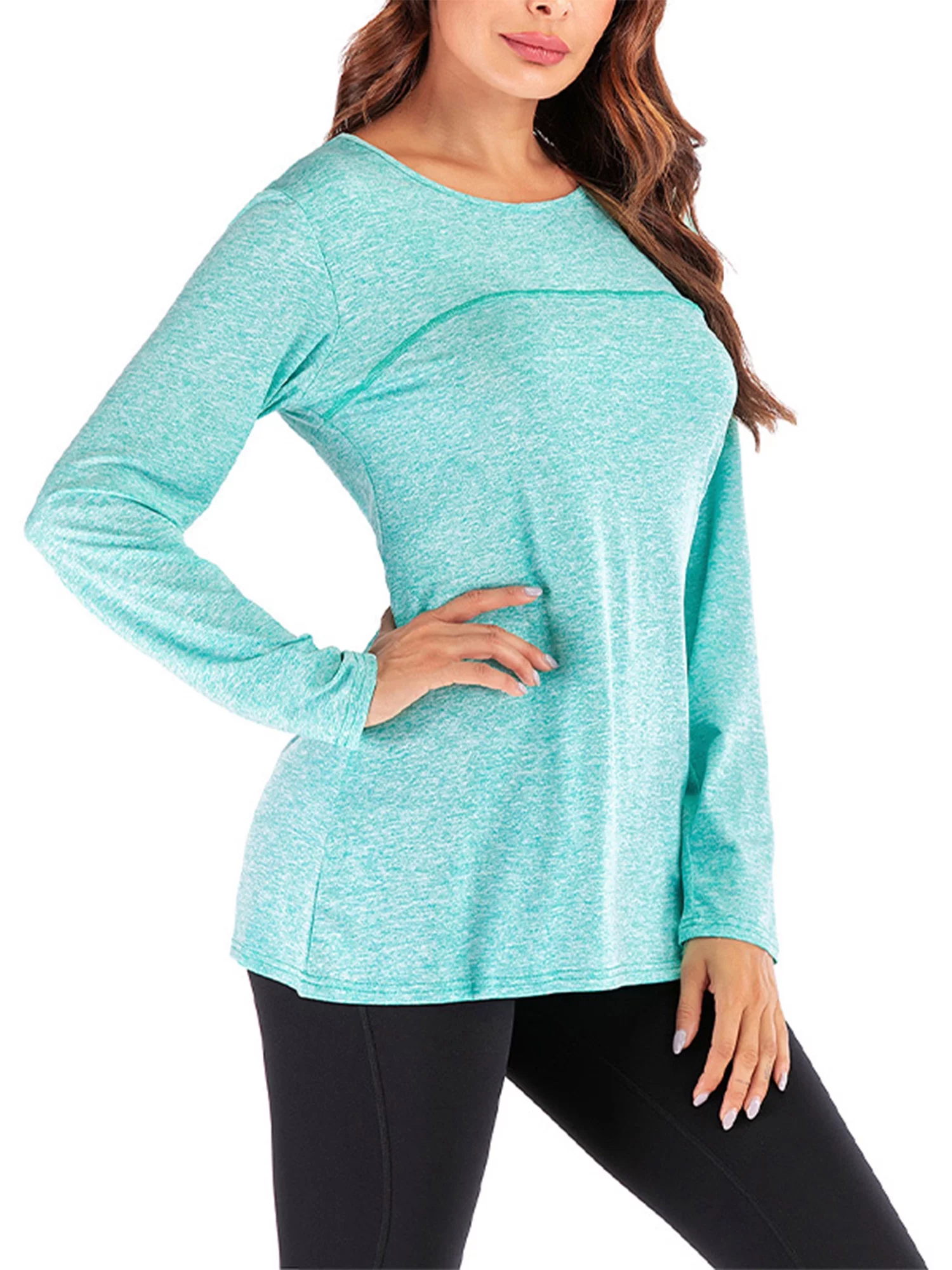 Lumento Women's Long Sleeve Yoga Tops Loose Casual Workout Shirts for Women Lady Gym Sports T-Shirt with Thumb Hole