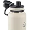 Thermoflask 40oz Stainless Steel Insulated Water Bottles with Straw and Spout Lids, 2-pack, Off White/Glade Green