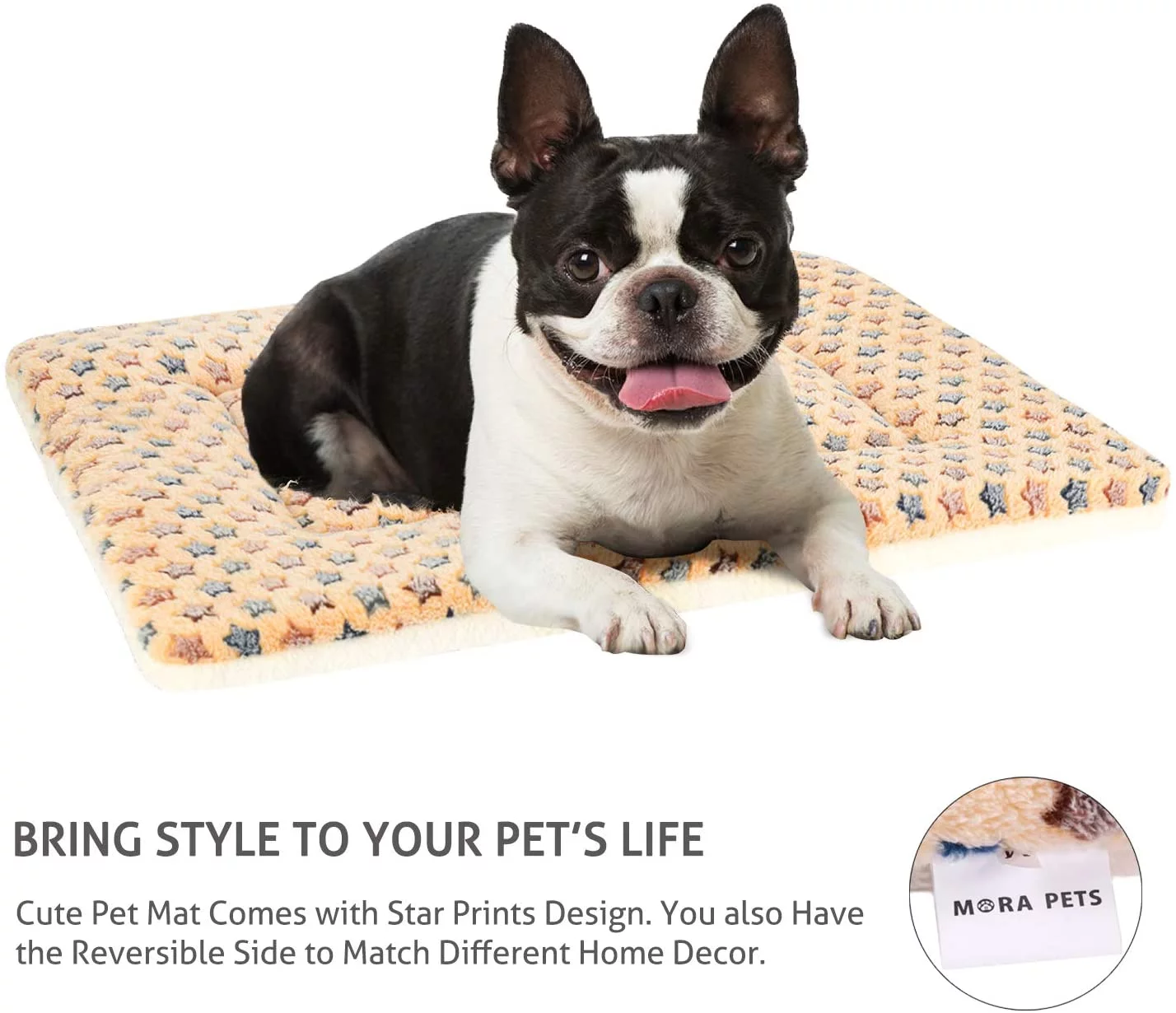 Ultra Soft Pet (Dog/Cat) Bed Mat with Cute Prints | Reversible Fleece Dog Crate Kennel Pad | Machine Washable Pet Bed Liner (24-Inch, Brown)