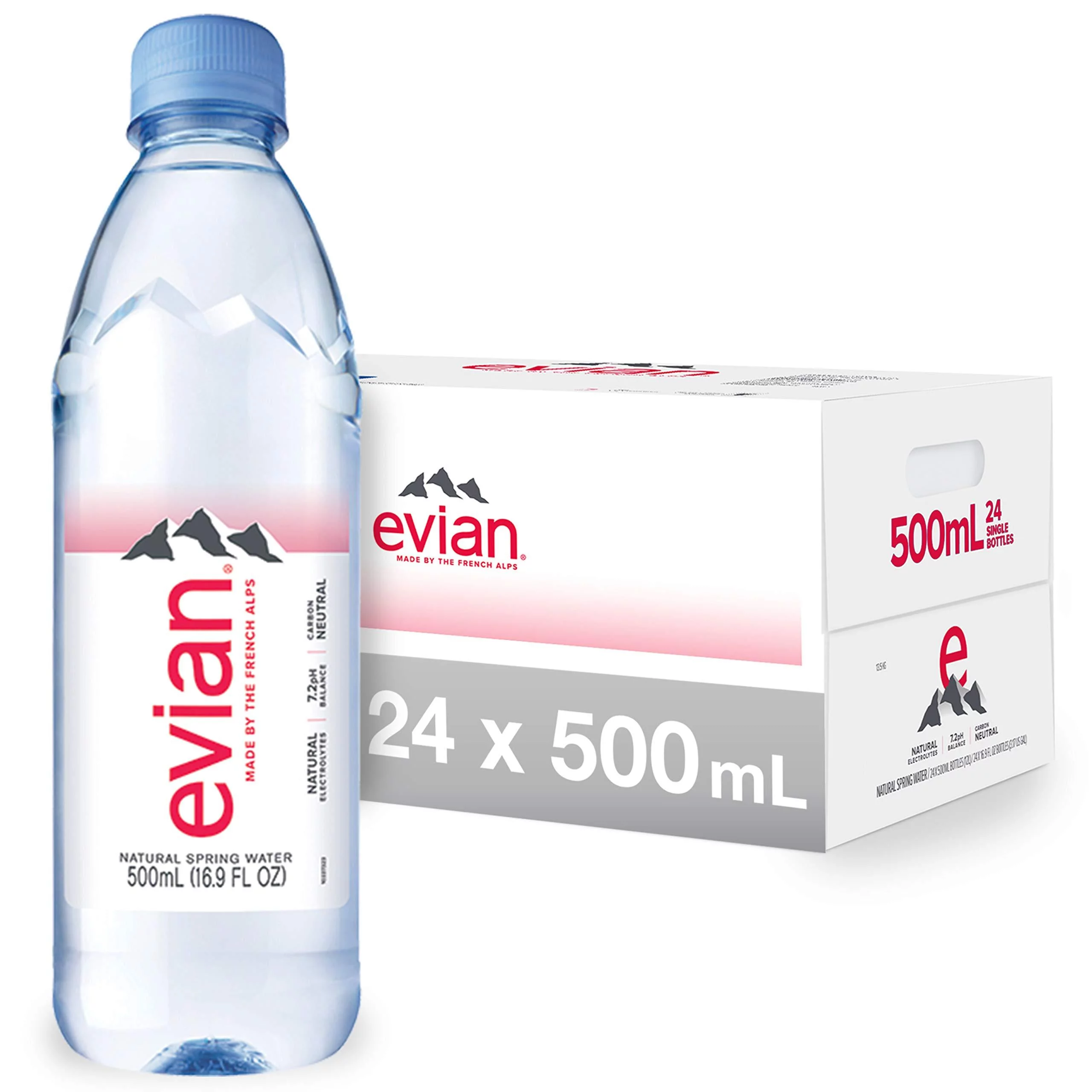 evian Natural Spring Water Bottles, Naturally Filtered Spring Water in Individual-Sized Plastic Bottles, 16.9 Fl Oz (Pack of 24) 500 mL (Pack of 24) NEW