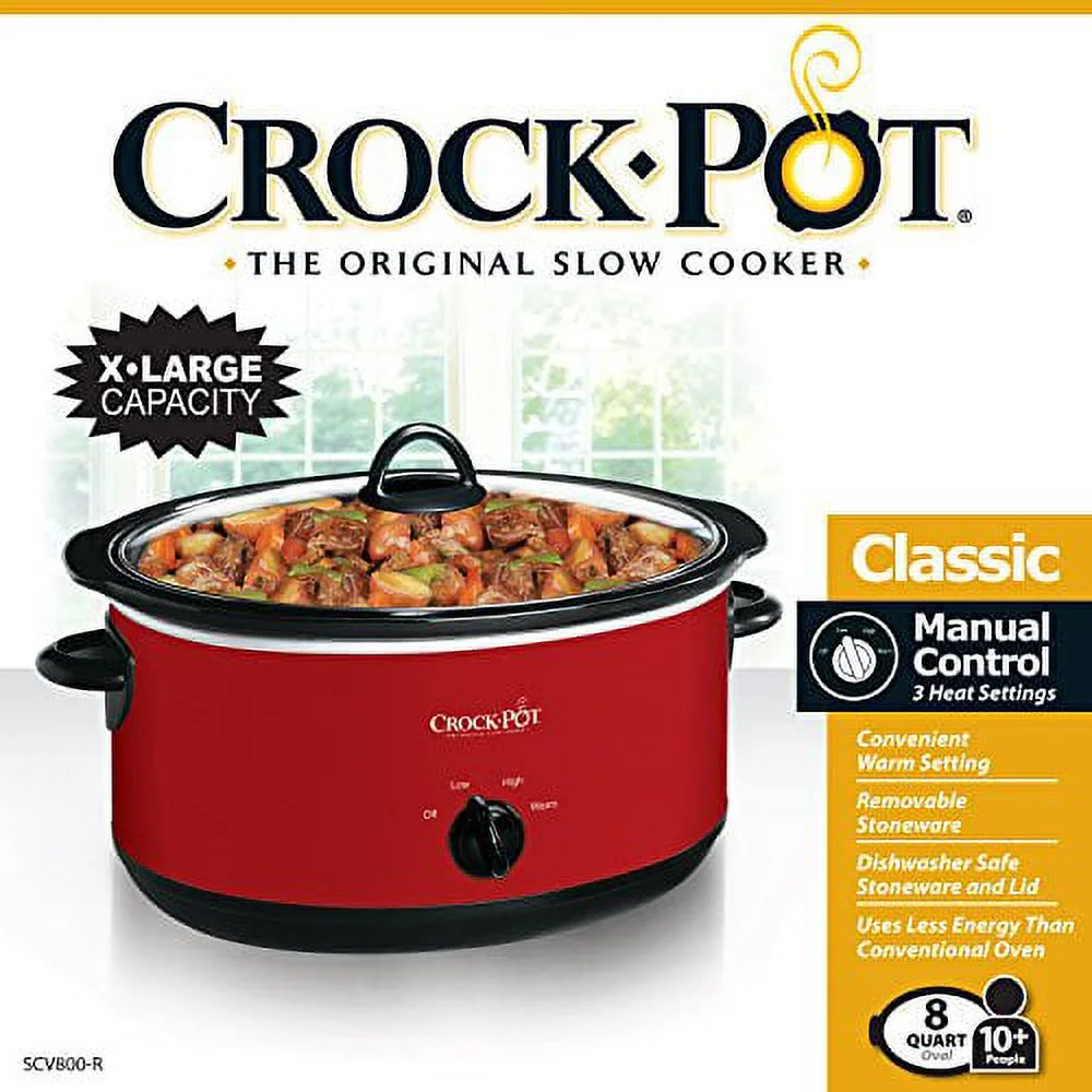 Used Crock-pot Express Crock Slow Cooker, 8 quart, Red