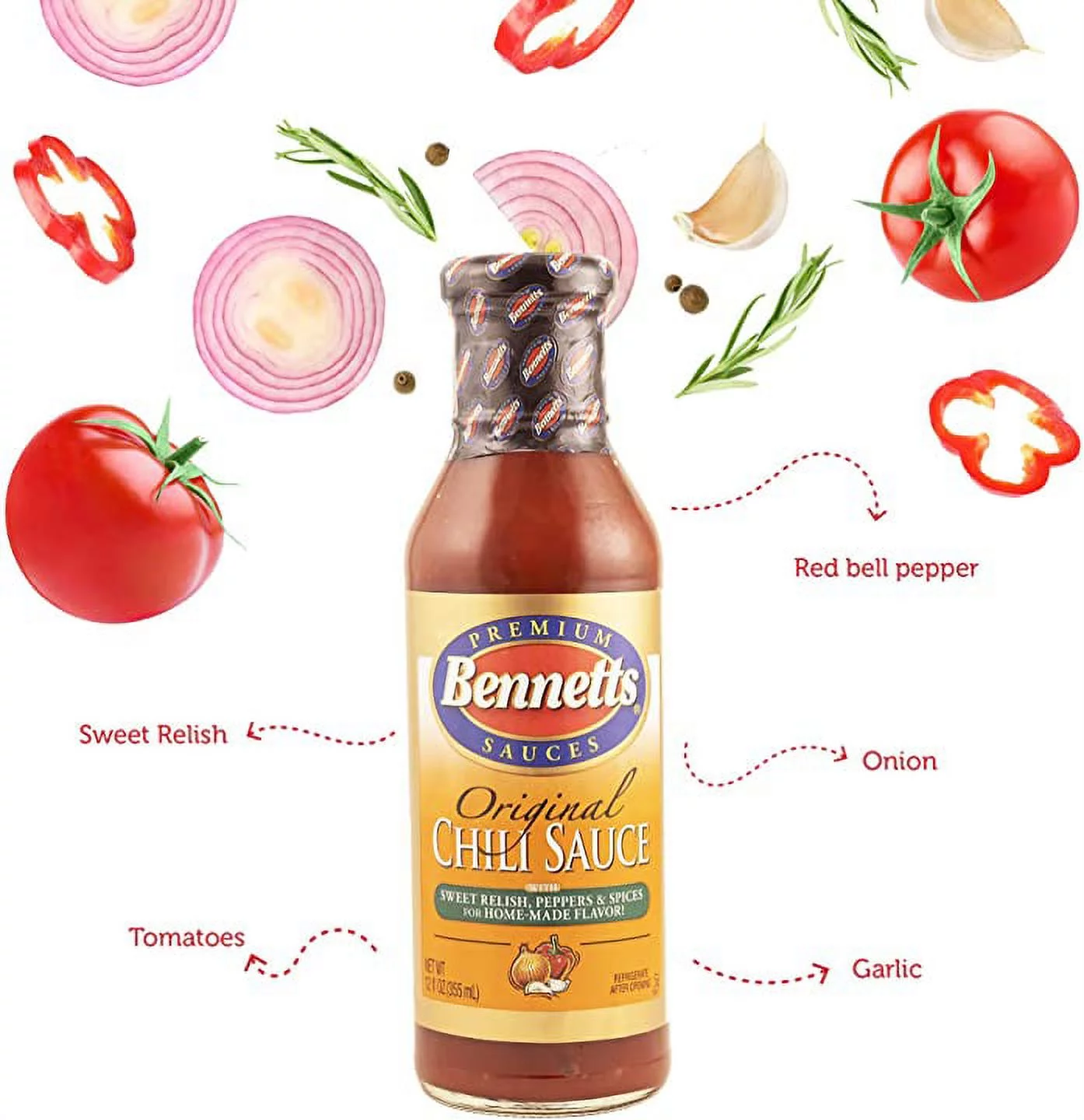 Bennetts Original Chili Sauce, 12 fl oz, Glass Jar