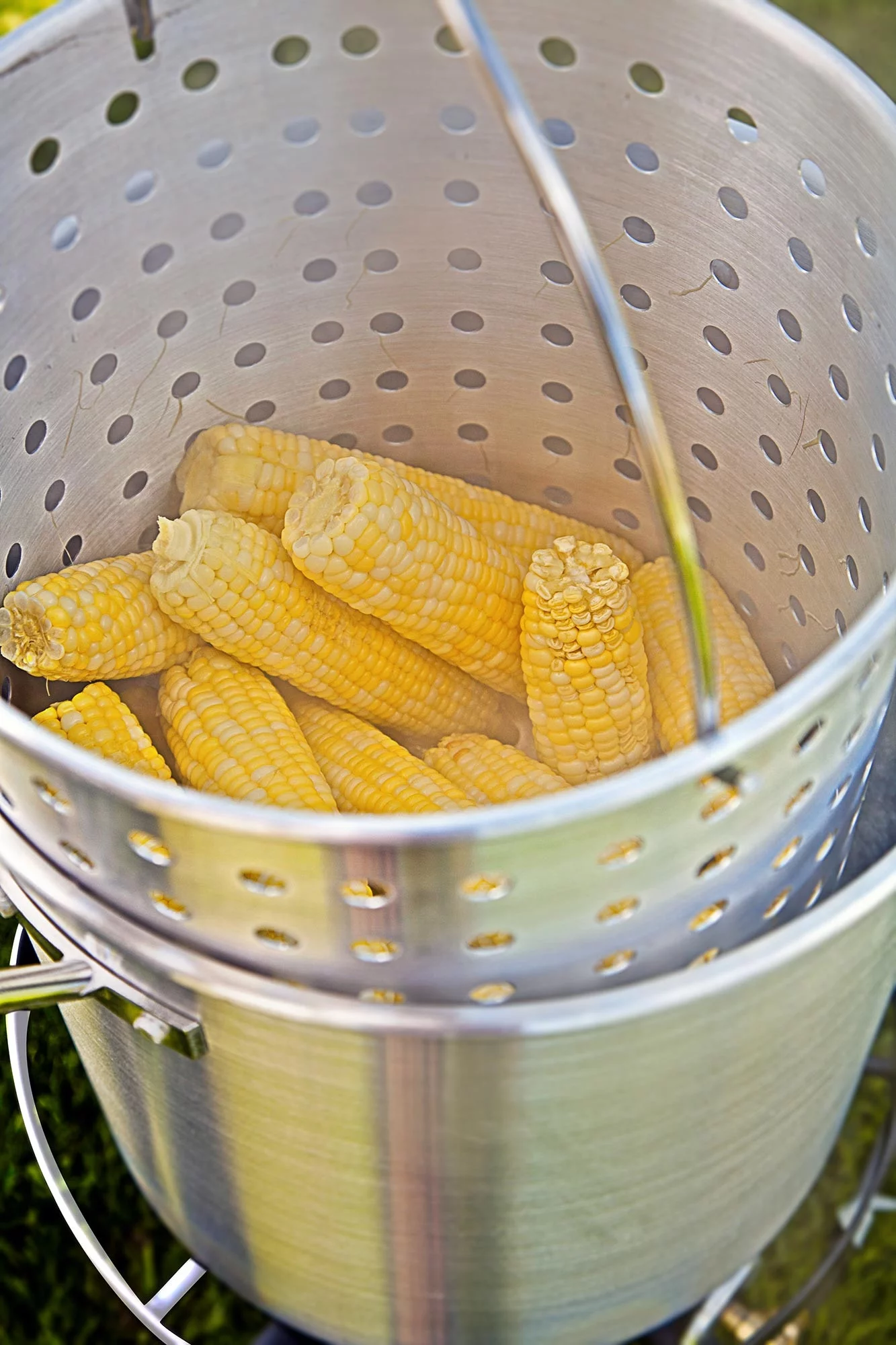 Camp Chef 3 Piece 24 Qt Aluminum Fry and Steam Pot Set, with Pot, Basket, and Basket Removal Hook, DP24