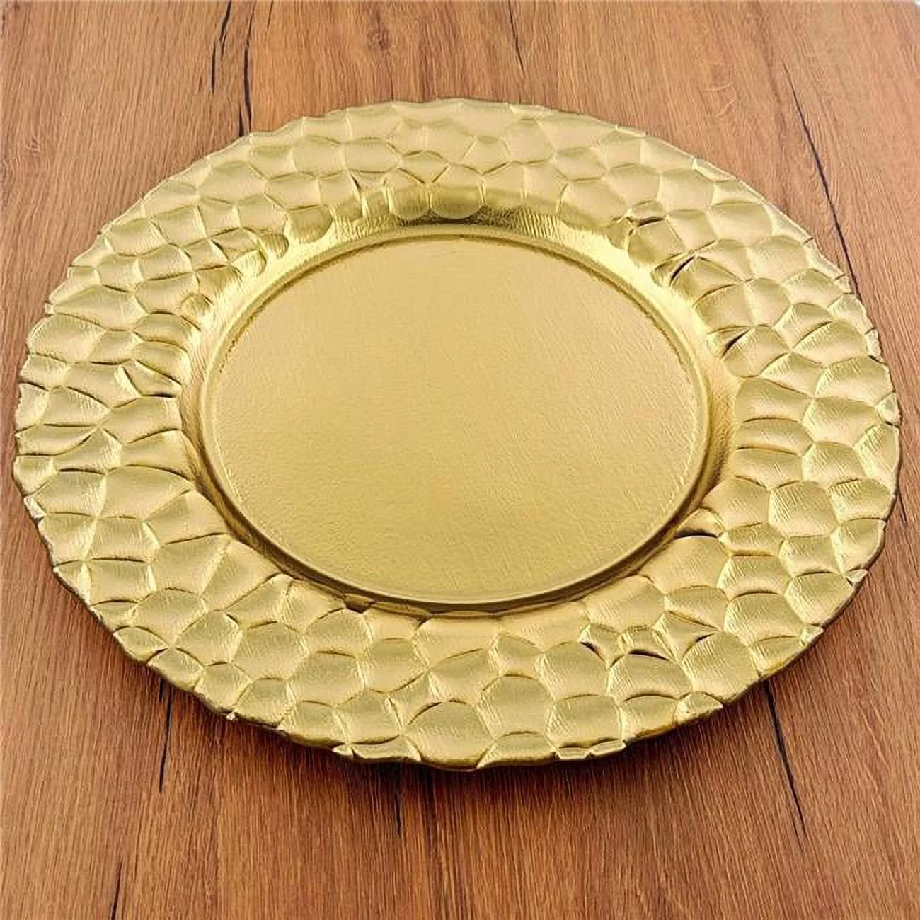 Red Pomegranate Collection 4533-1 13 in. Rocher Charger Plates, Gold - Set of 4