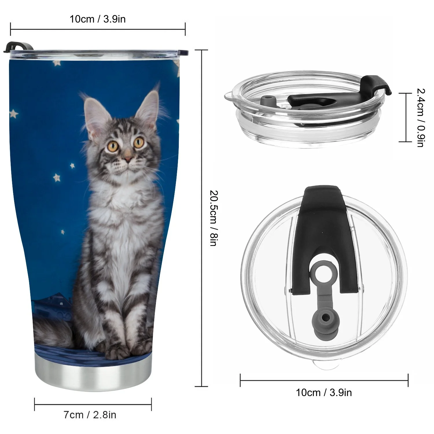 Hidove Stainless Steel Tumbler, Cat on the Roof 30oz Leak Proof & Stainless Steel Bottle for Hot & Cold Drinks - Coffee Travel Mug, Water Metal Canteen, Thermal Cup