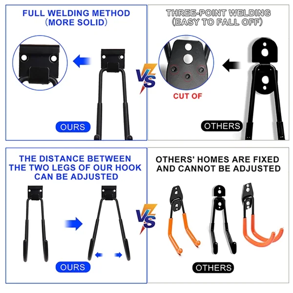 Utility tools, garages, ladders, wall racks, brackets, outdoor garage hooks 12-piece, heavy-duty steel tool wall storage hooks with non-slip coating, practical wall-mounted mounts for bicycles, ladder