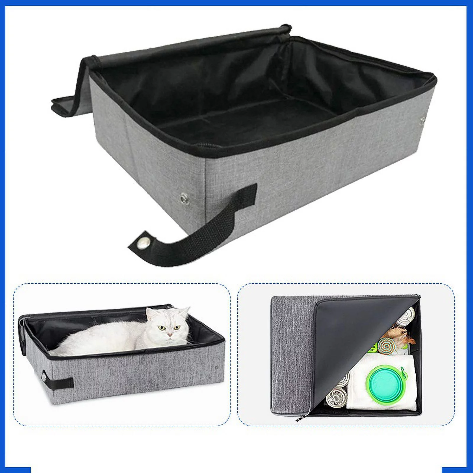 1PCS Travel Cat Litter Box Portable Cat Litter Box with Lid Collapsible Waterproof for Outdoor Travel