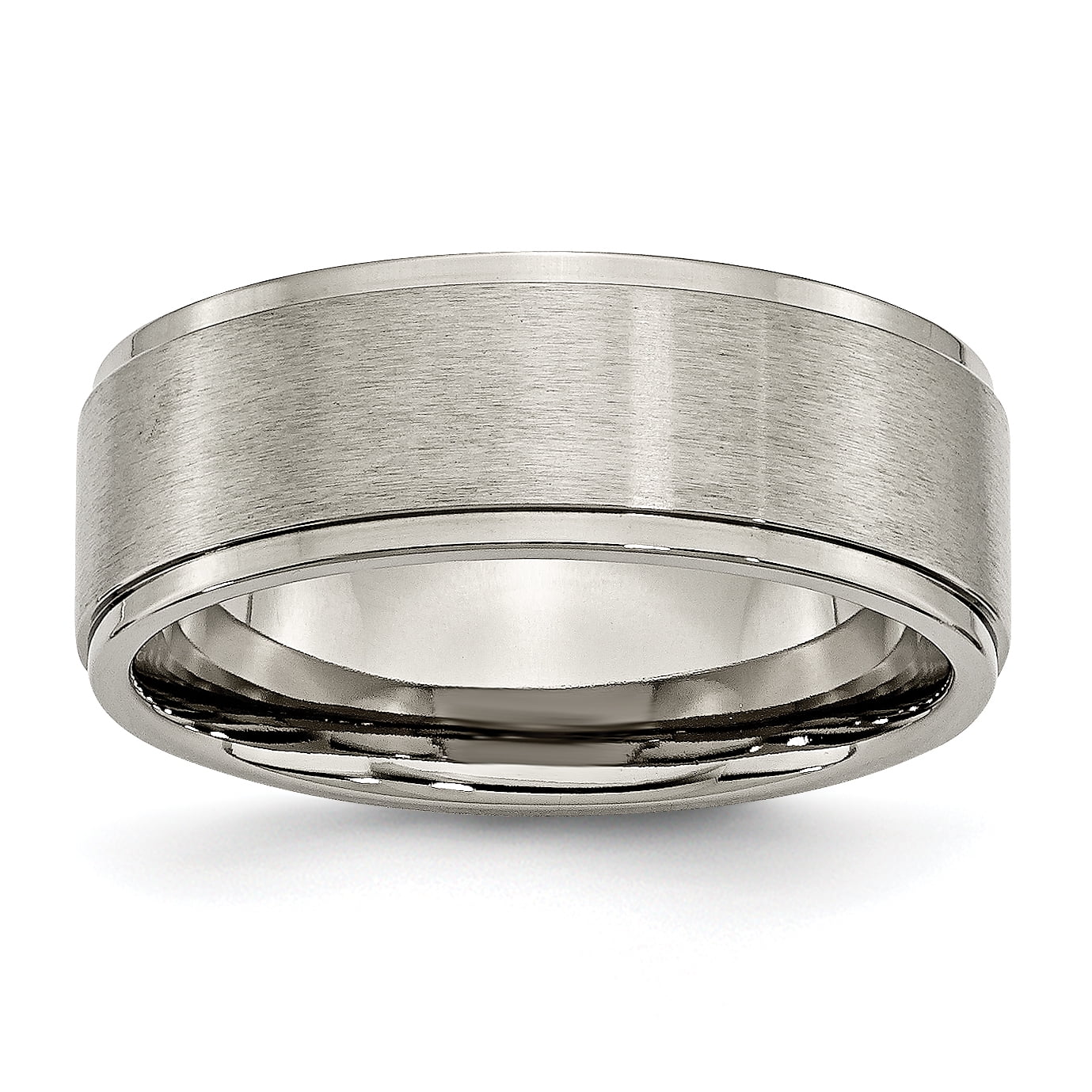 Carat In Karats Titanium Brushed Center 8mm Ridged Edge Band Size 13.5 - Unisex Ring
