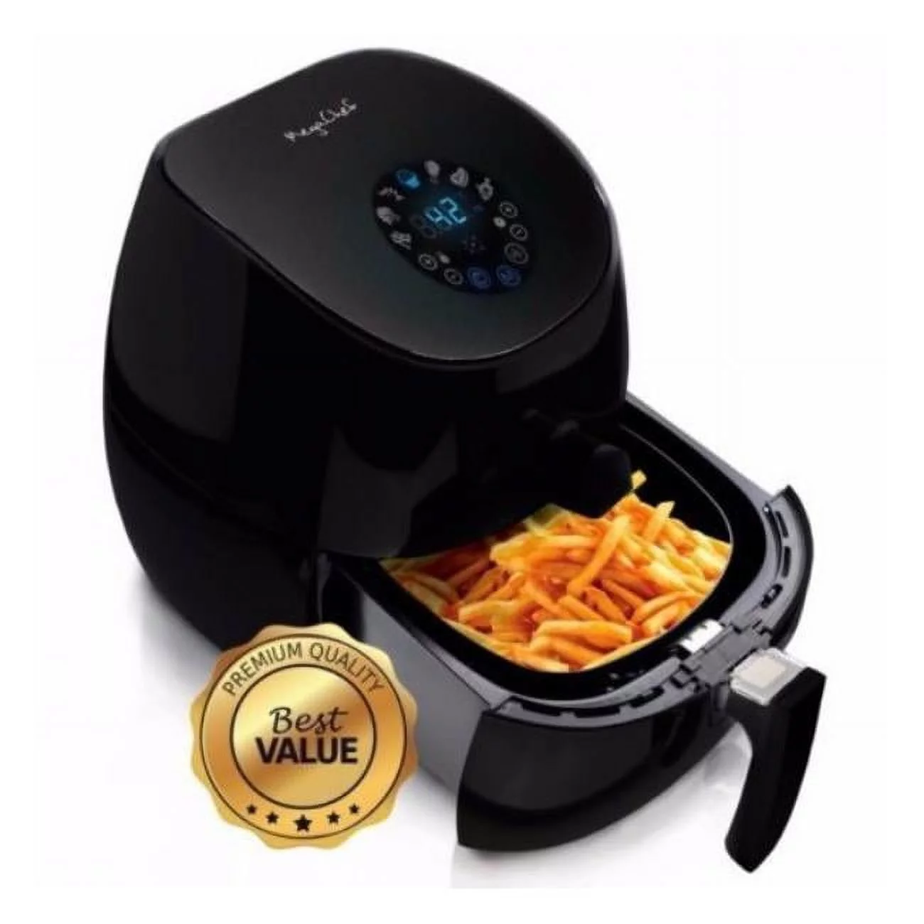 MegaChef  Airfryer And Multicooker With 7 Pre-Programmed Settings in Sleek Black, 3.5 quart - Black