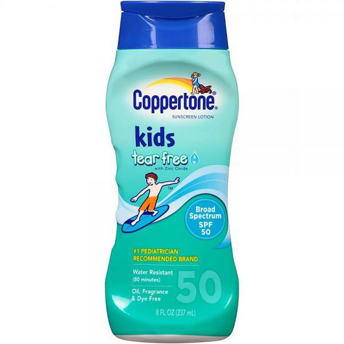 Coppertone Kids Tear Free with Zinc Oxide Broad Spectrum SPF 50, 8-Ounce Bottle