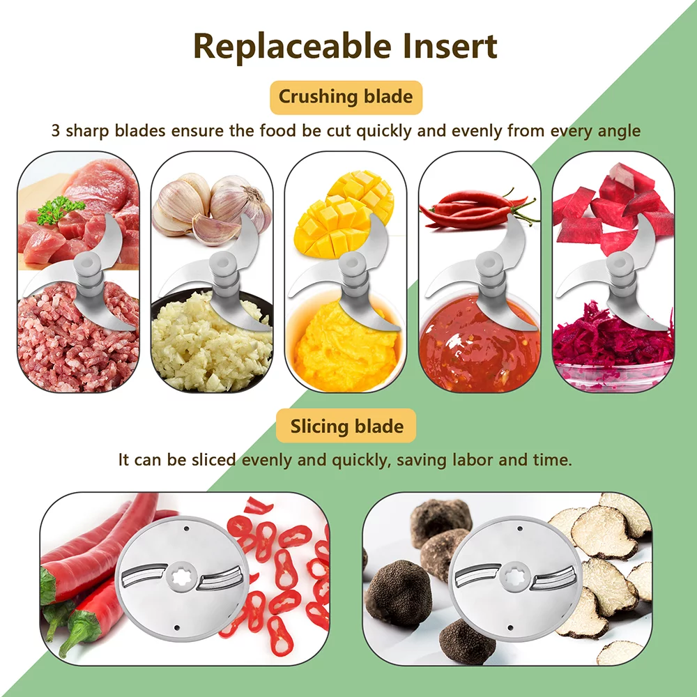 Shinysix Electric Grinder 4 in 1 Handheld Food Chopper Set with USB PoweredWireless Vegetable Cutter for Garlic, Chili, and More