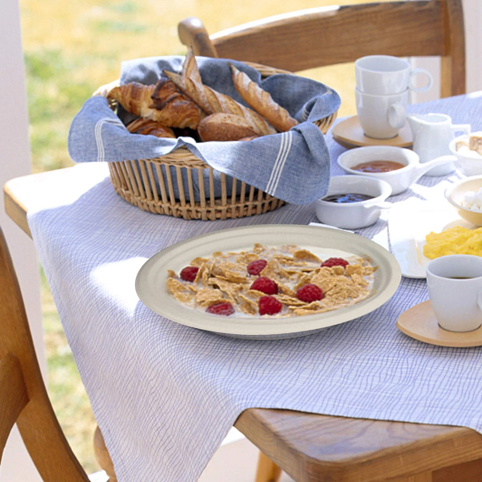 MIFAN Compostable Paper Plates, 10 inch, 30 Count, Eco Friendly Disposable Plates, Brown