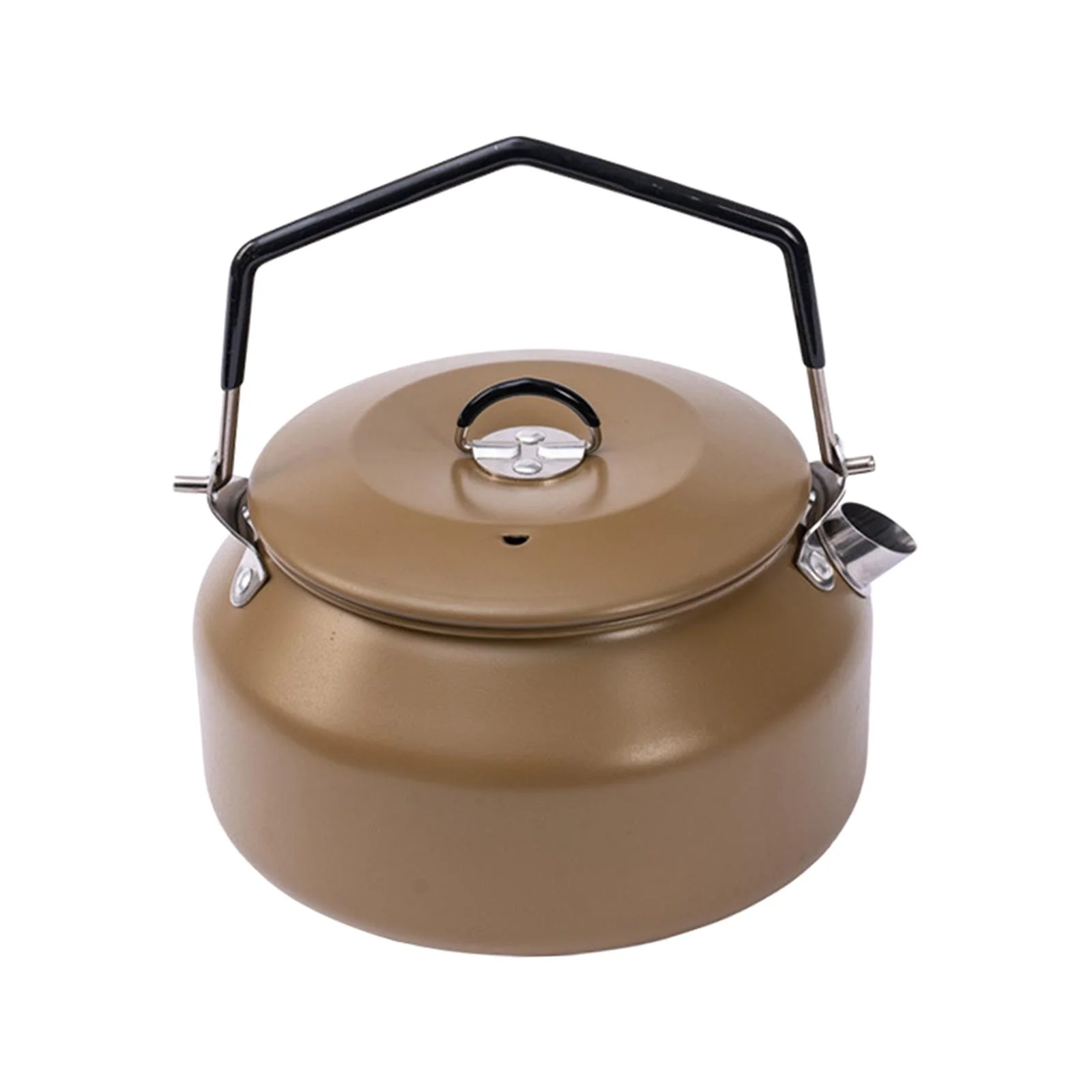 1L Camping Water Kettle Teapot Coffee Pot Boiling Water for Fishing Barbecue Khaki