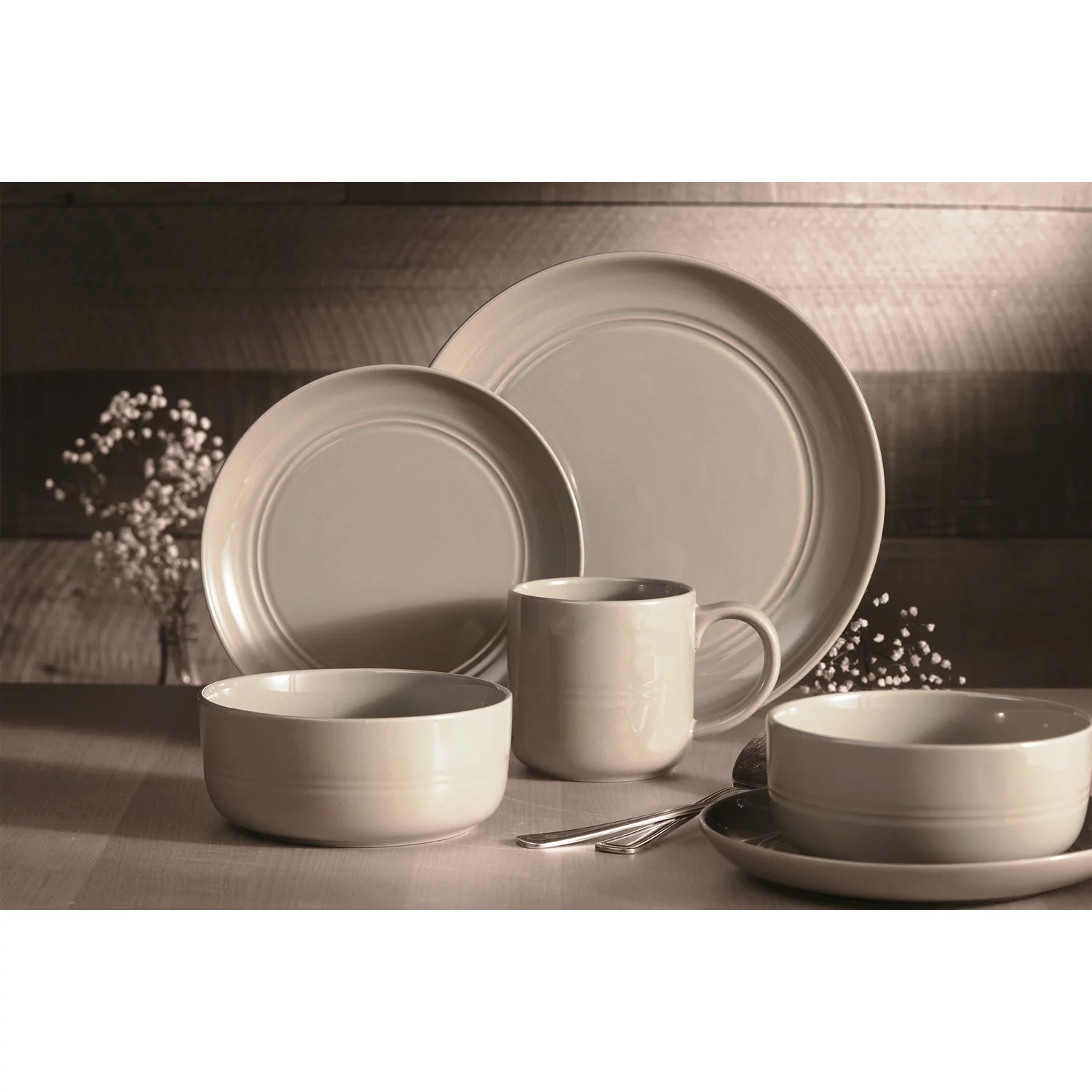 Safdie & Co. Stoneware Dinnerset 16 Piece Grey Ridge