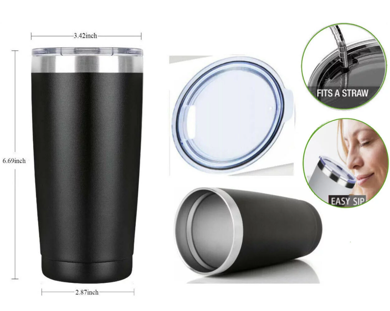 Tumbler Stainless Steel Sip Lid Double Wall Vacuum Insulated Travel Bottle-20 Oz