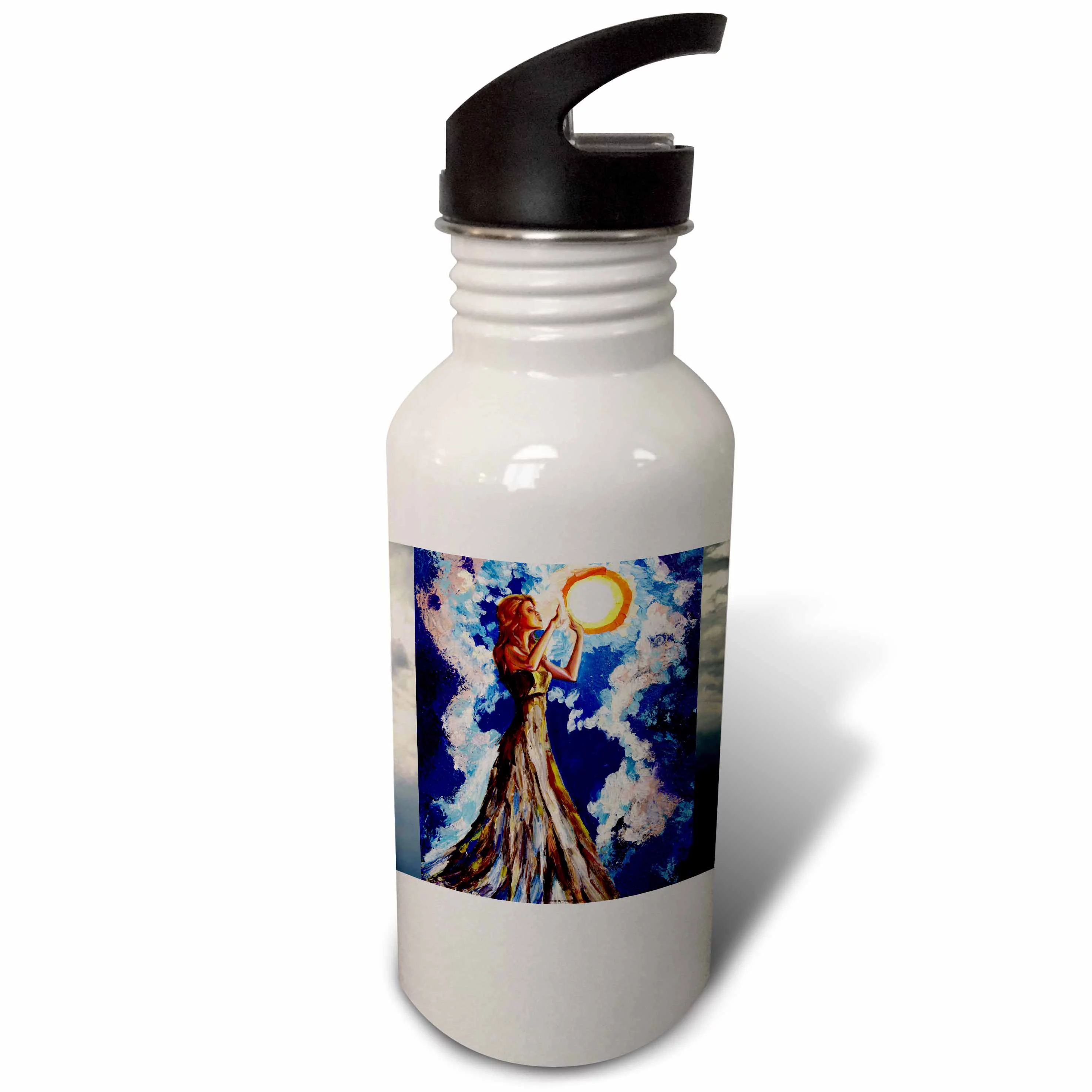 A goddess blowing the moon across the sky 21 oz Sports Water Bottle wb-54925-1