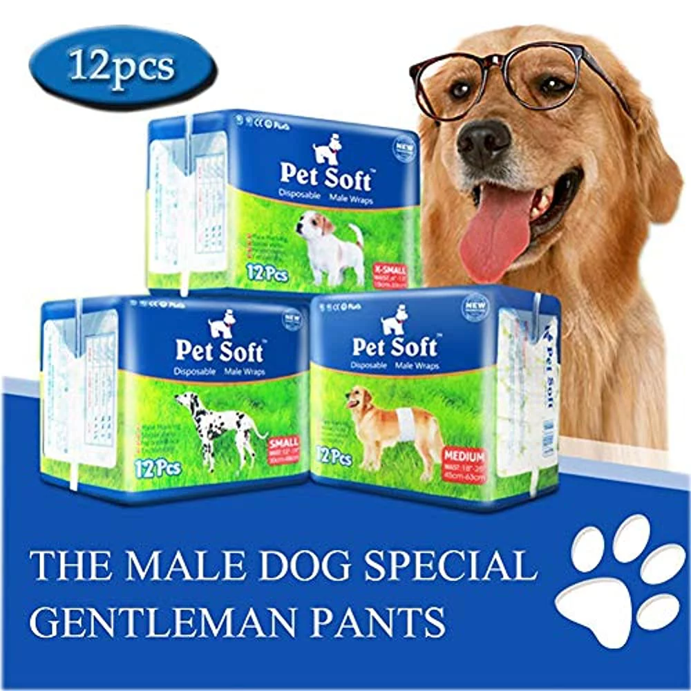 Pet Soft Disposable Male Wrap Dog Diaper (M)