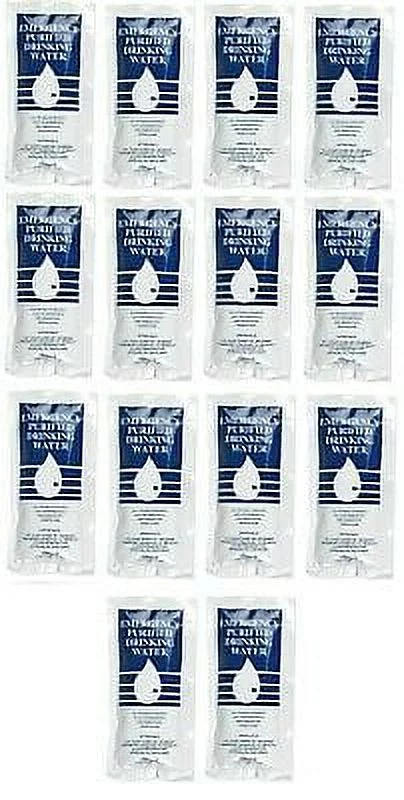 (14)Water Packets Emergency Survival Drinking Rations 4.225 FL OZ 1 Week 7 Days