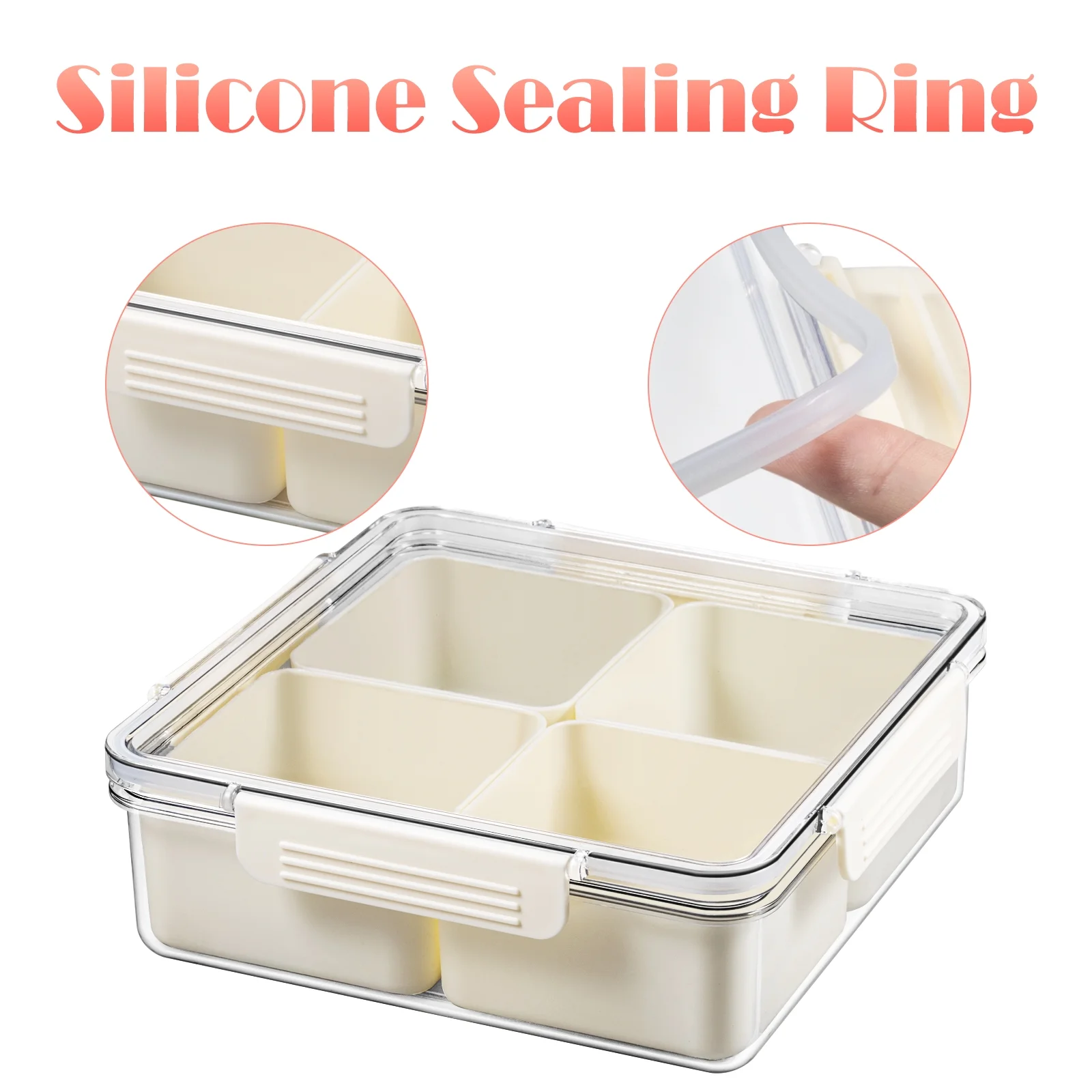 JLLOM 2Pack Fruit and Veggie Tray with Lid,Food Storage Containers with Lids Airtight Snackle Box Plastic Snack Platter Stackable Travel Veggie Tray Serving Dish Divided Serving Tray