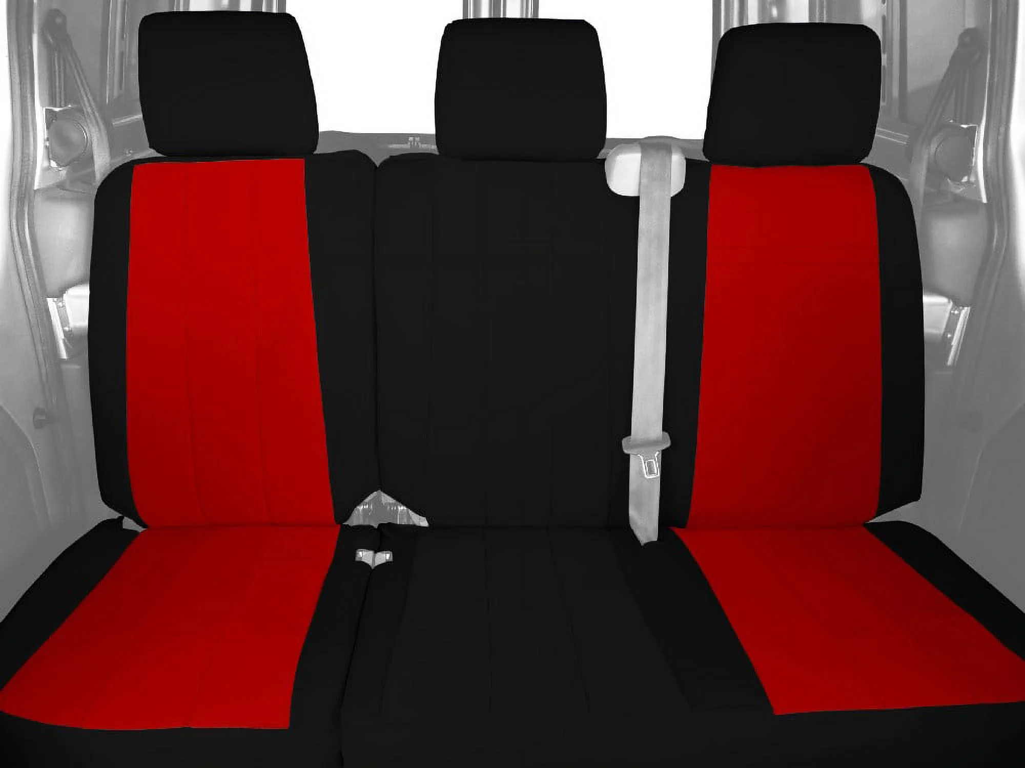 CalTrend Rear NeoSupreme Seat Covers for 2015-2022 Chevrolet Colorado|GMC Canyon - CV558-02NN Red Insert with Black Trim