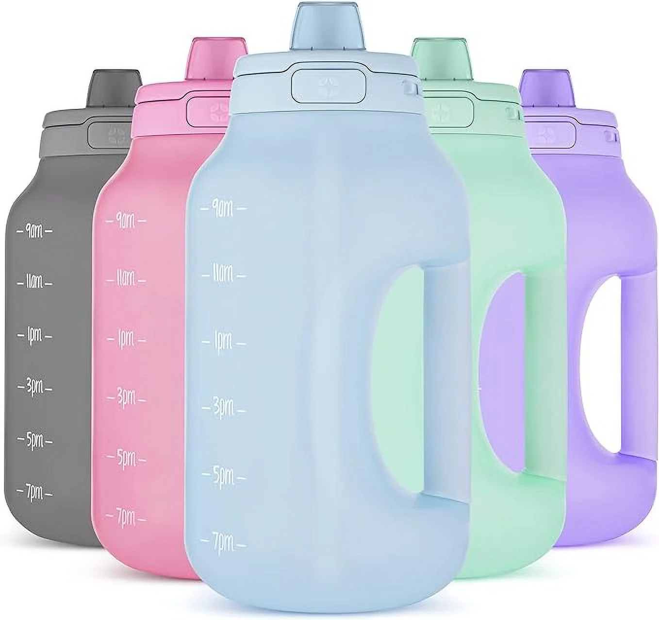 Ello Hydra Half Gallon Jug with Time Marker & Handle for All Day Hydration & Silicone Straw with Locking, Leak-Proof Lid BPA/BPS Free, 64 oz, Halogen Blue