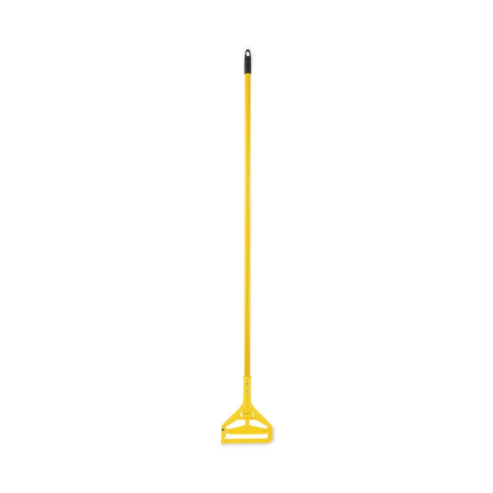Boardwalk BWK400MBC Medium Cotton/Rayon/Synthetic Head and 60 in. Metal/Polypropylene Handle Looped End Mop Kit - Blue Head/Yellow Handle (1-Kit)